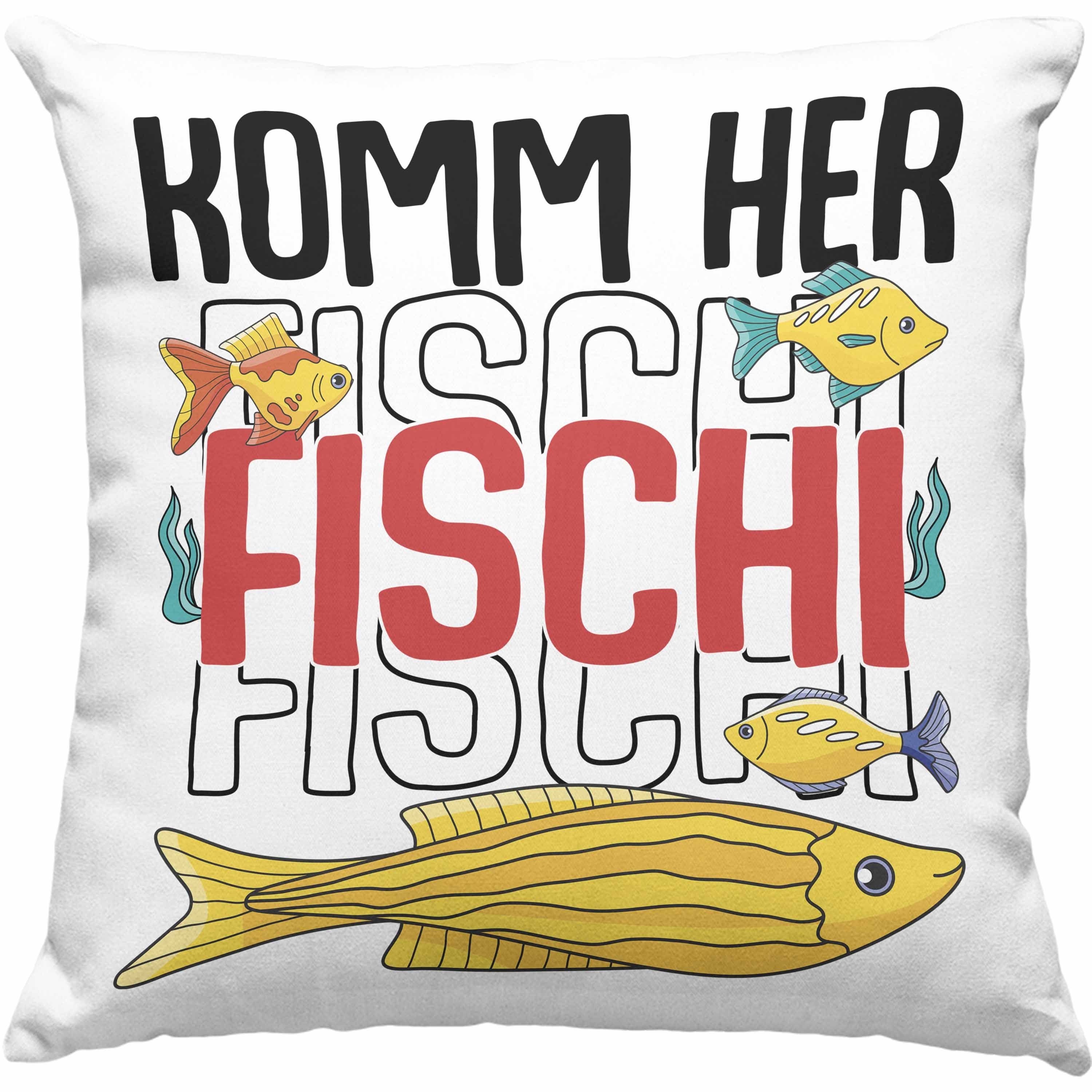 40x40 Angler Trendation Angeln mit Dekokissen Geboren Fischi Geschenk Füllung zum - Komm Herr Fischer Trendation Dekokissen Rosa Hobbyangler Kissen Kaffeetasse Zubehör Angeln