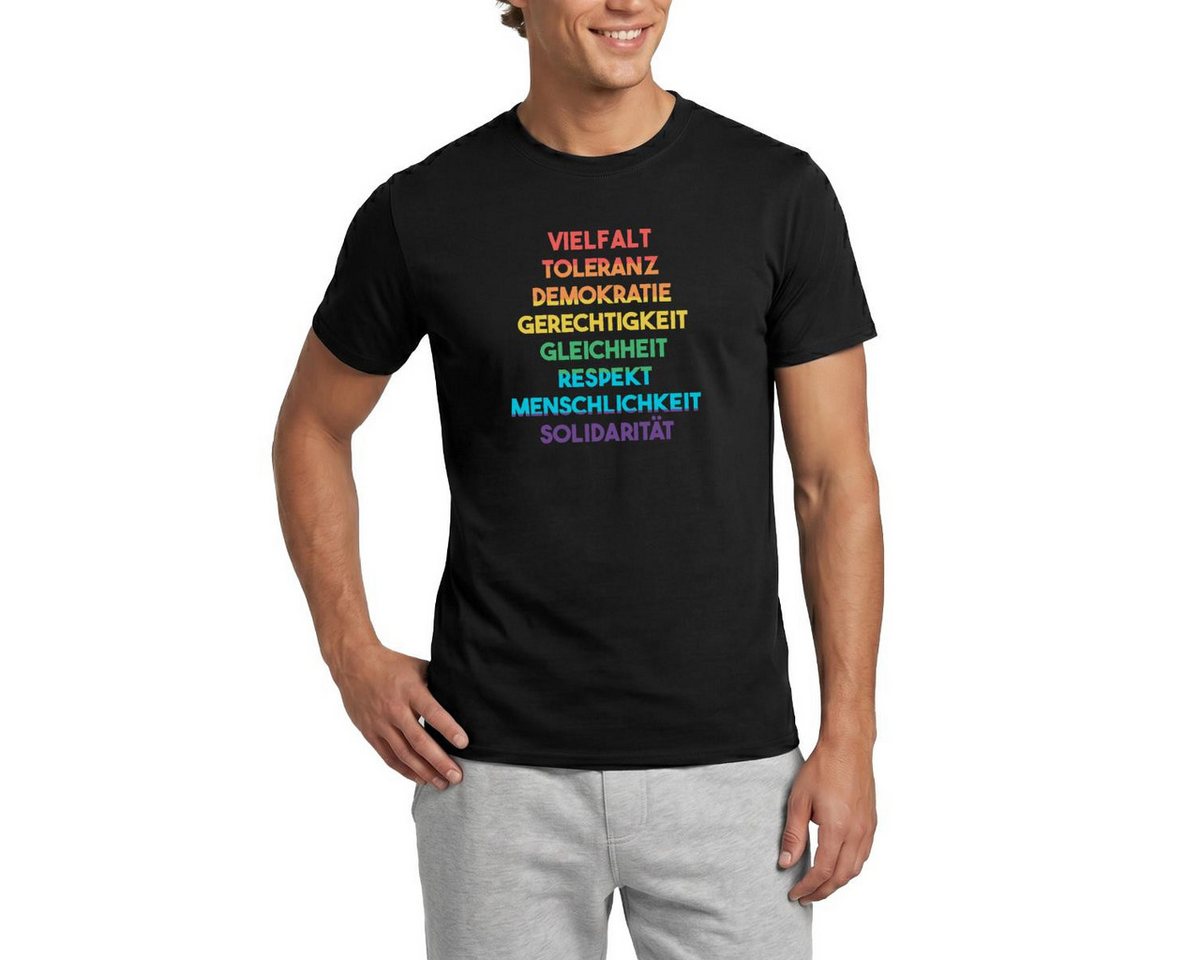 Spreadshirt T-Shirt Demokratie Vielfalt Toleranz Respekt Regenbogen Männer T-Shirt (1-tlg)