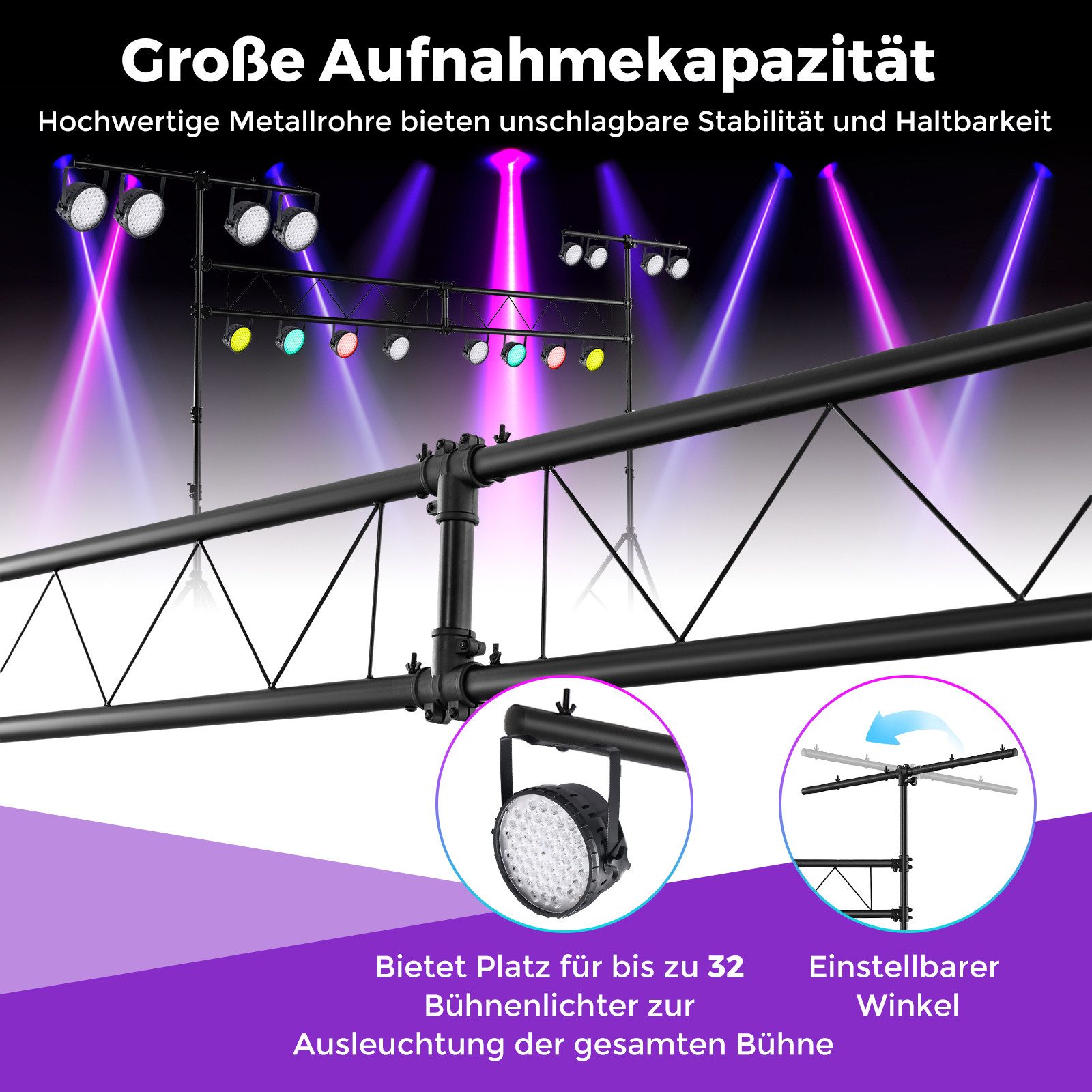 KOMFOTTEU Lampenstativ (Beleuchtungsstativ aus Metall, höhenverstellbarer Lichtstativ) – Bild 4 von 5