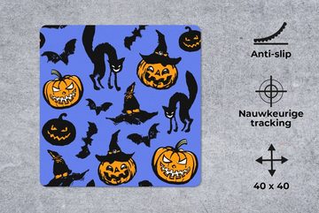 MuchoWow Gaming Mauspad Halloween - Katze - Hexe (1-St), Mousepad mit Rutschfester Unterseite, Gaming, 40x40 cm, XXL, Großes