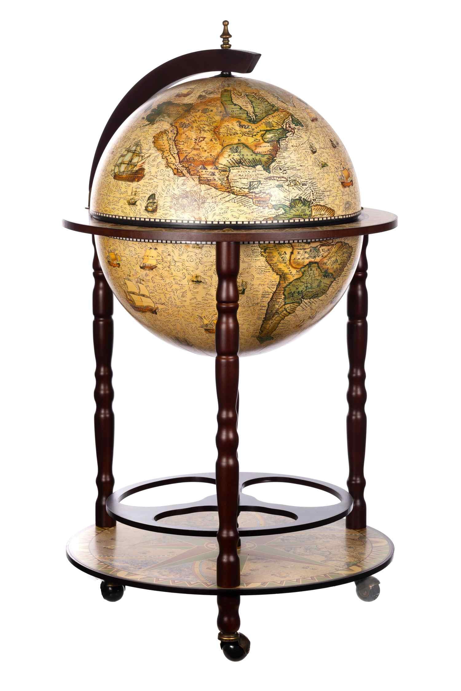 BIRENDY Dekoobjekt Globusbar Barwagen 42001NN02 mit Eukalyptusholz Säulen H günstig online kaufen