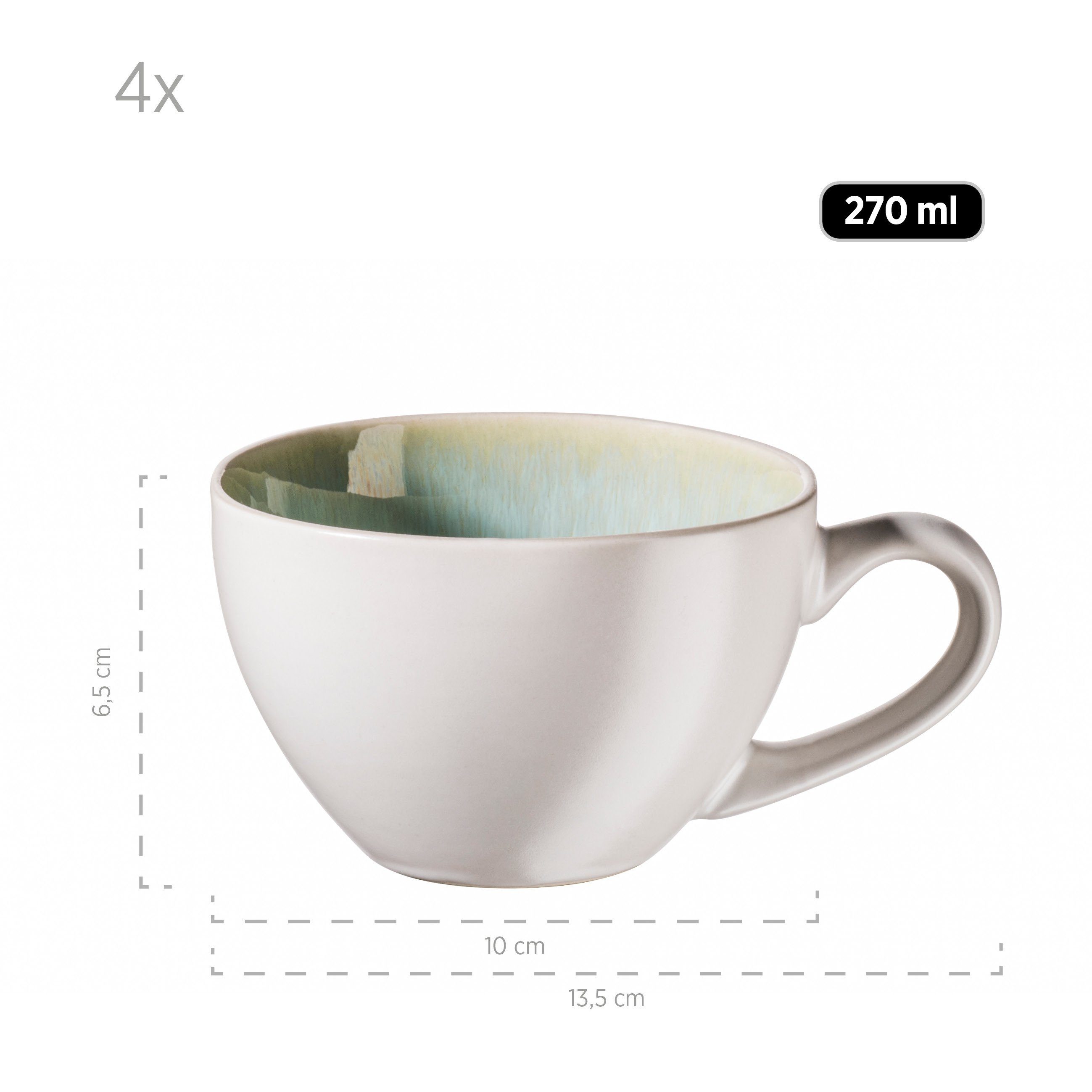 MÄSER Tasse Frozen, 8-tlg., Steinzeug