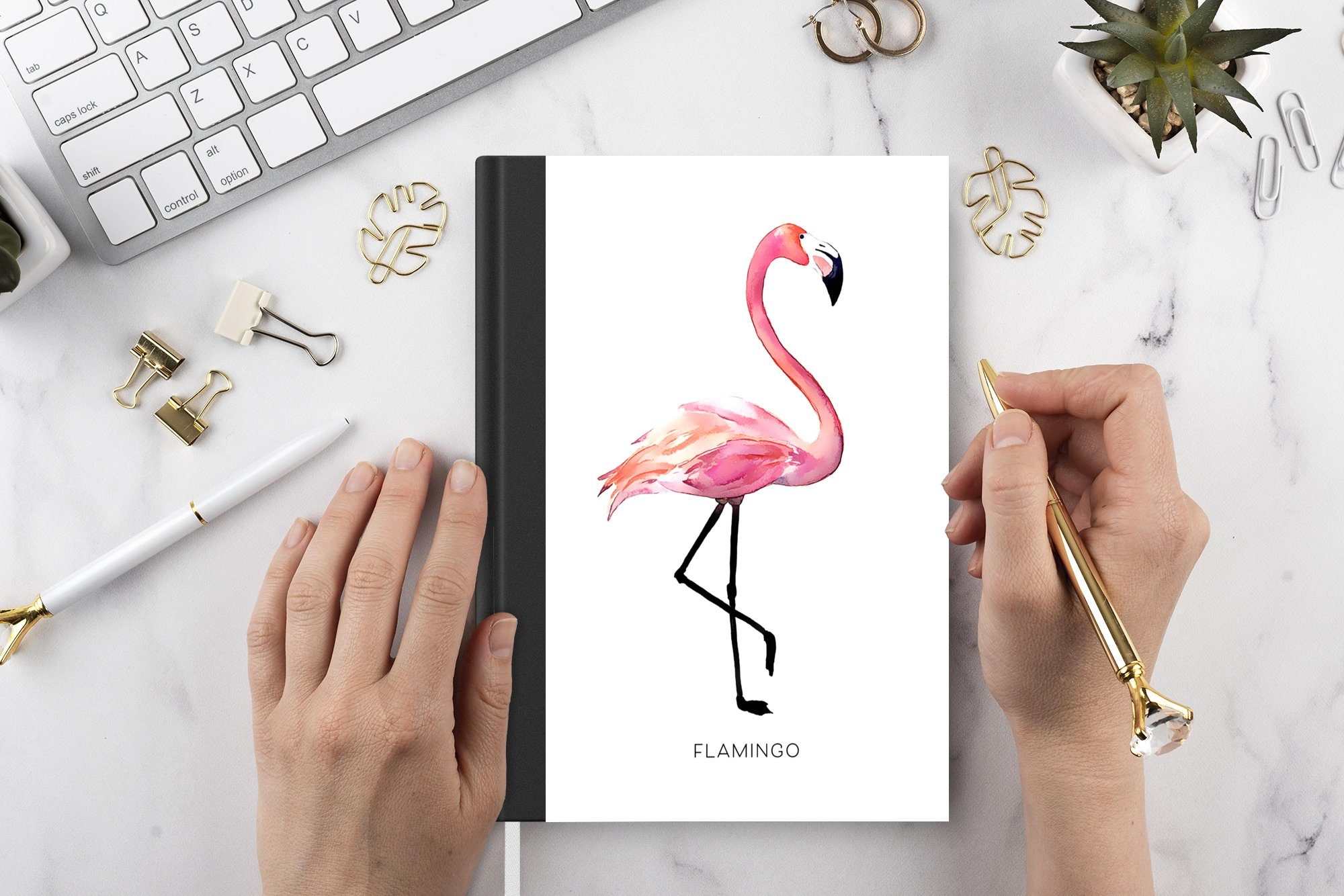 Haushaltsbuch Journal, Merkzettel, Rosa, Seiten, Tagebuch, - Notizheft, Notizbuch A5, - Flamingo MuchoWow 98 Zeichnung