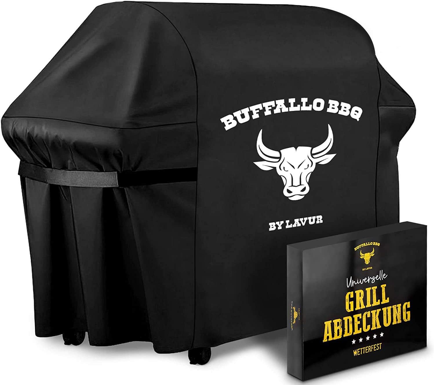 LAVUR Grillabdeckhaube BUFFALO BBQ Grillabdeckung 147×61×122 cm wasserdicht & windfest, Premium Oxfordgewebe, langlebig – Schutz vor Regen, Schnee & Rost