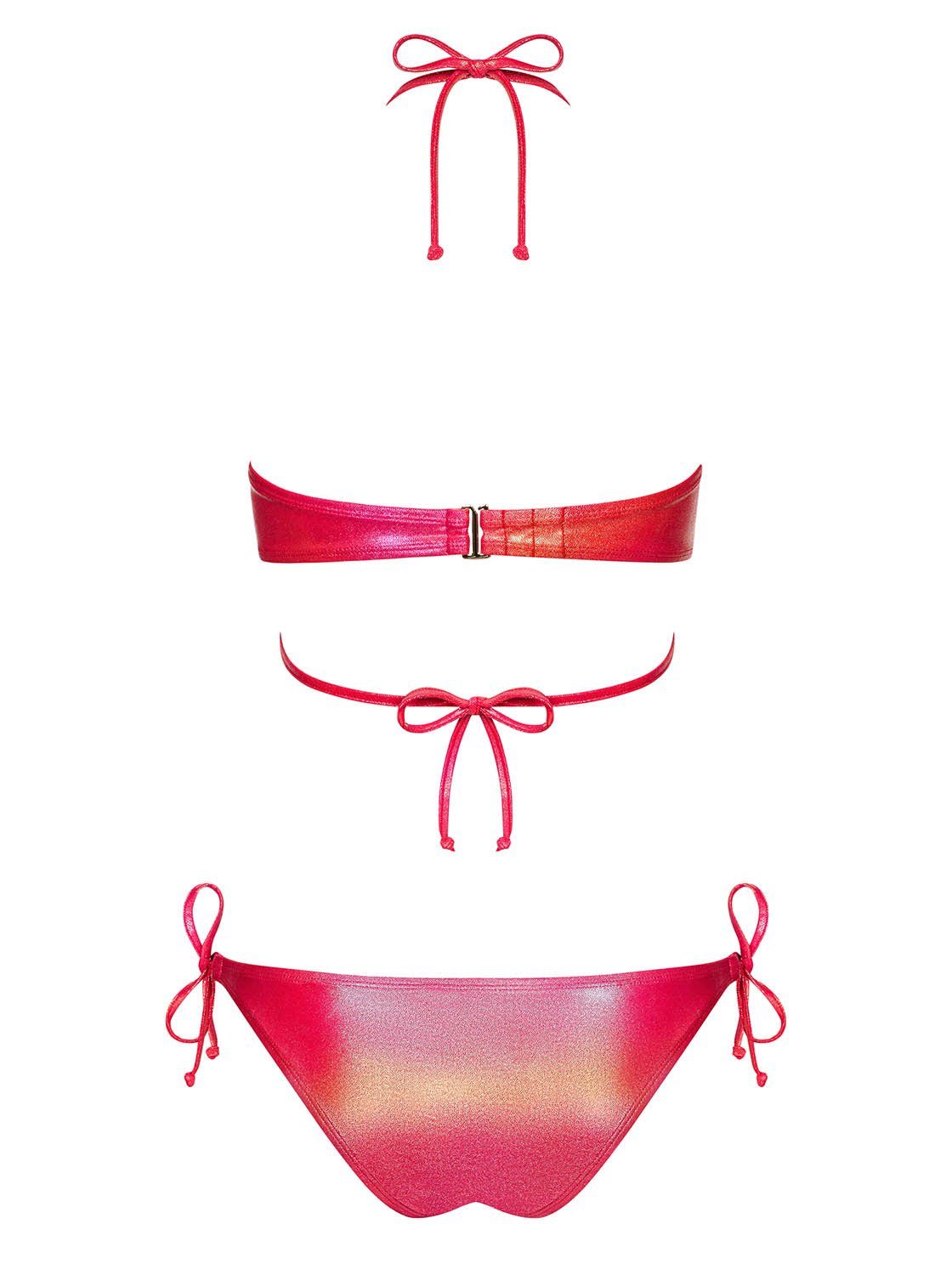 Obsessive Push-Up-Bikini Bikini Neckholder (Set) glänzend Coralya rot