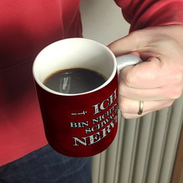 speecheese Tasse Ich bin nichts für schwache Nerven Glitzer Kaffeebecher Besonders als