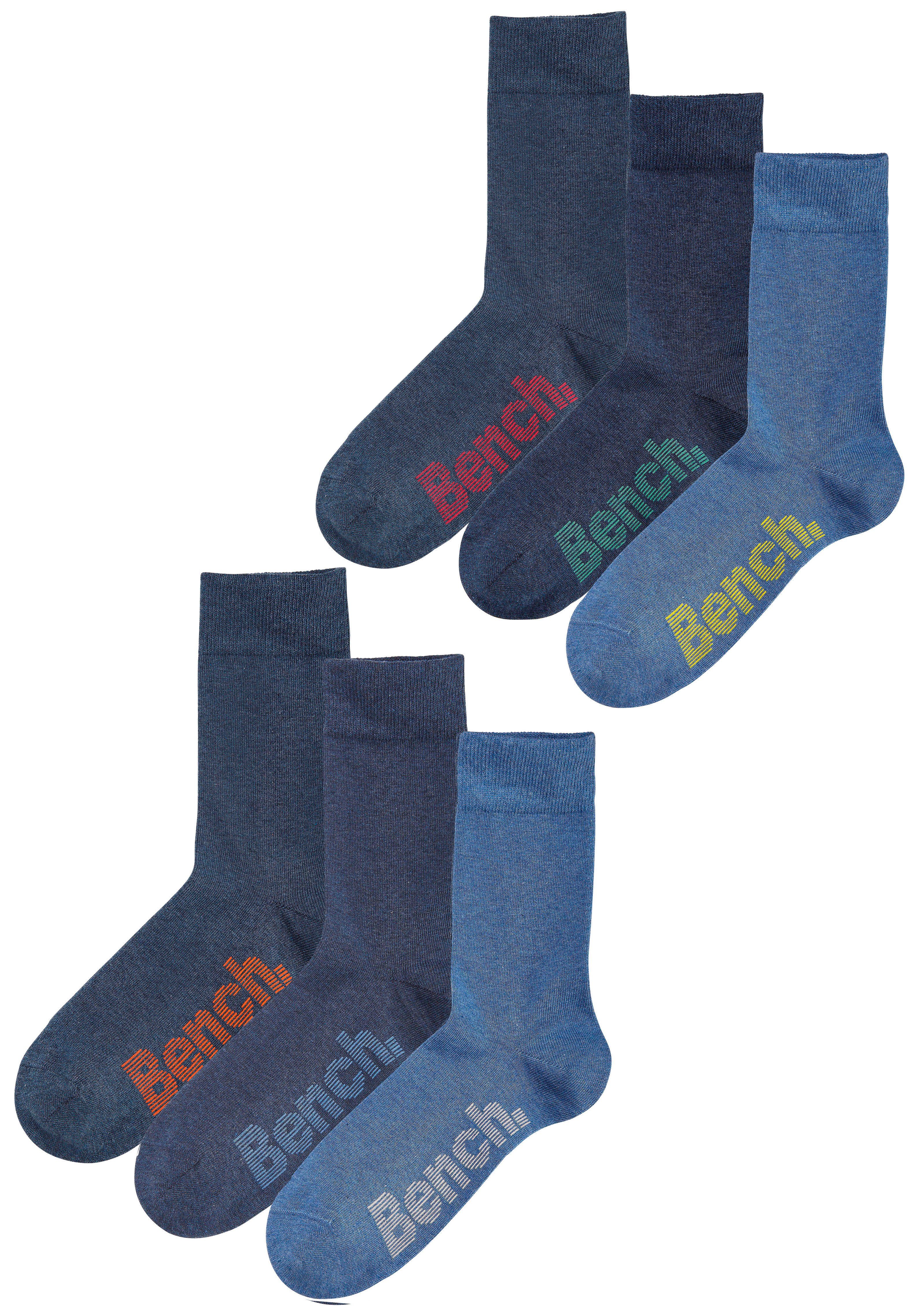 Bench. Socken (Set, verschiedenfarbigen 6-Paar) Logos mit jeans-meliert