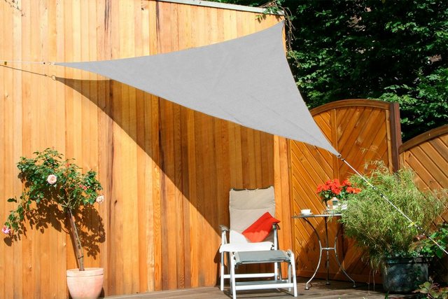 Floracord Dreiecksonnensegel HDPE Silbergrau 360 cm x 360 cm x 360 cm