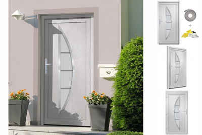 vidaXL Haustür Haustür Weiß 98x200 cm PVC Eingangstür Haus Kunststoff Glas-Element Li