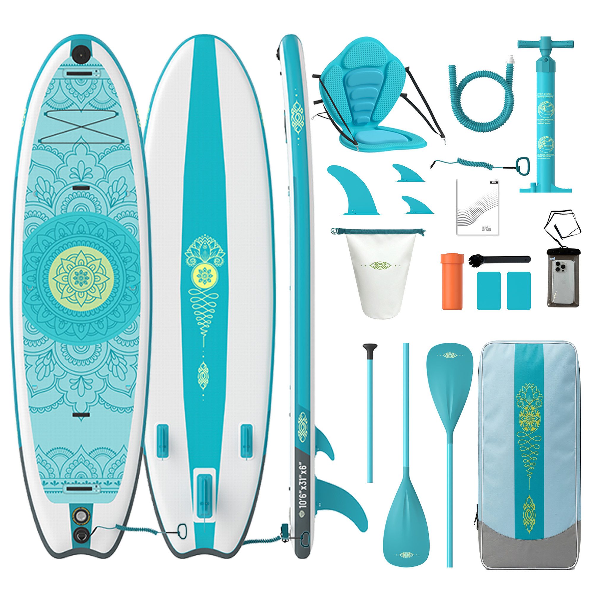 Inflatable SUP-Board Aufblasbares SUP Board 320cm Stand Up Paddle Board Komplett-Set