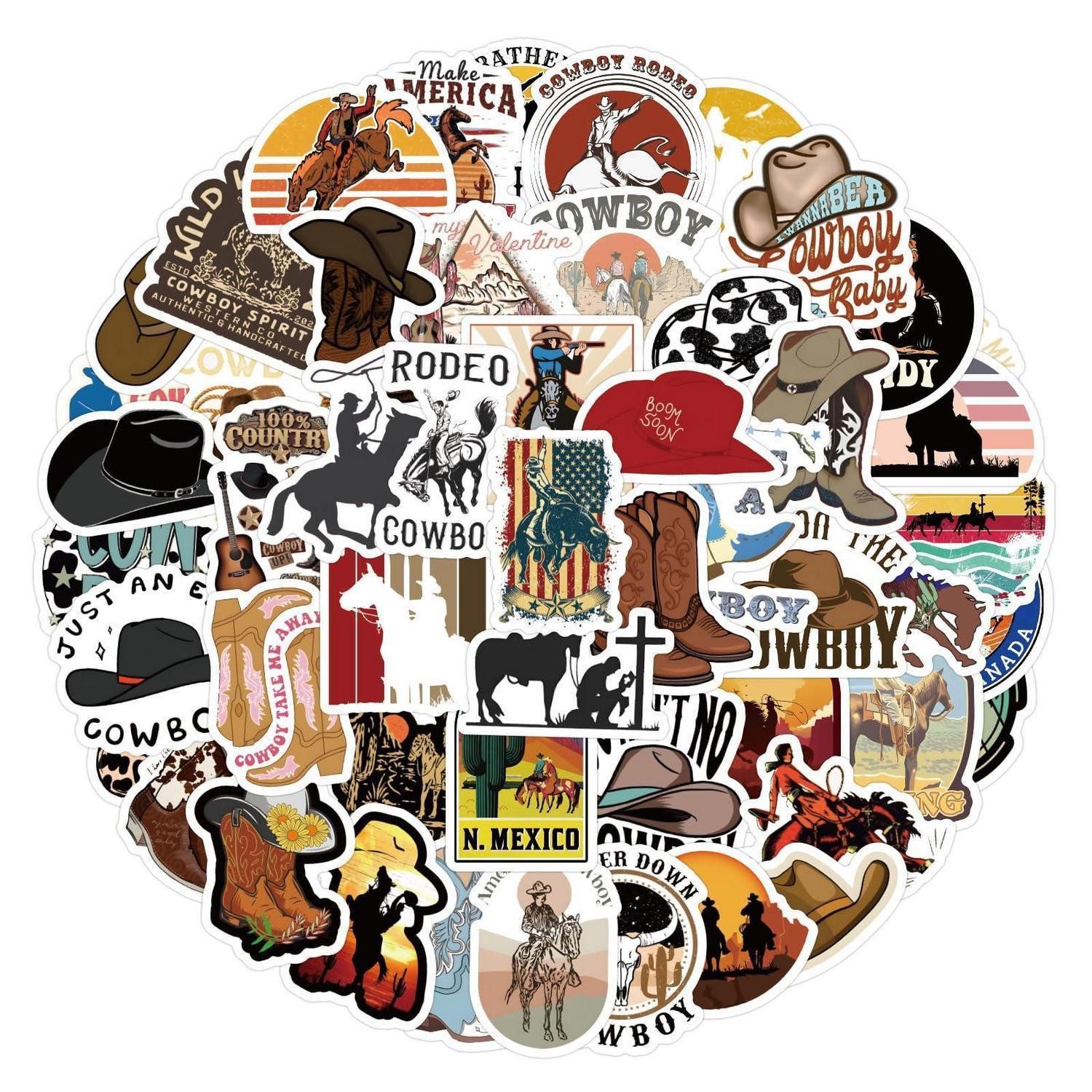 LuxusKollektion Aufkleber Aufkleber Set 60 Stück Auto Laptop Skateboard Western Cowboy
