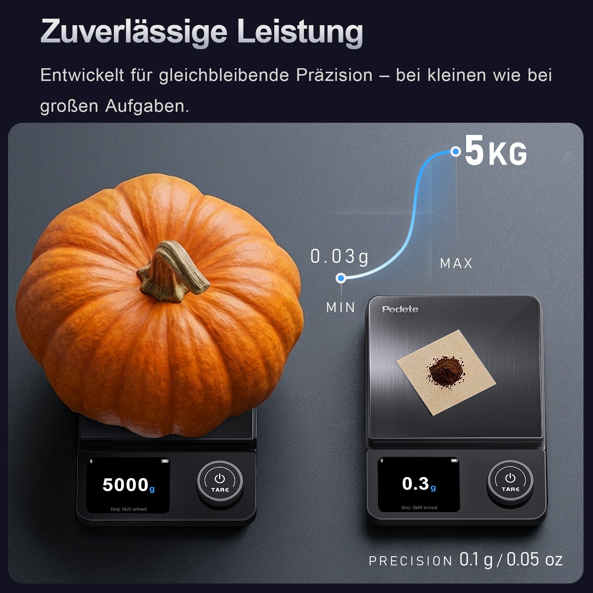Fyrove Küchenwaage Digitale ProfiFein waage Kitchen Scale mit LCD Display, (Automatische Abschaltung nach 30 Sekunden, Digitale Kuichenwaage aus Edelstahl), Hoh – Bild 4 von 5