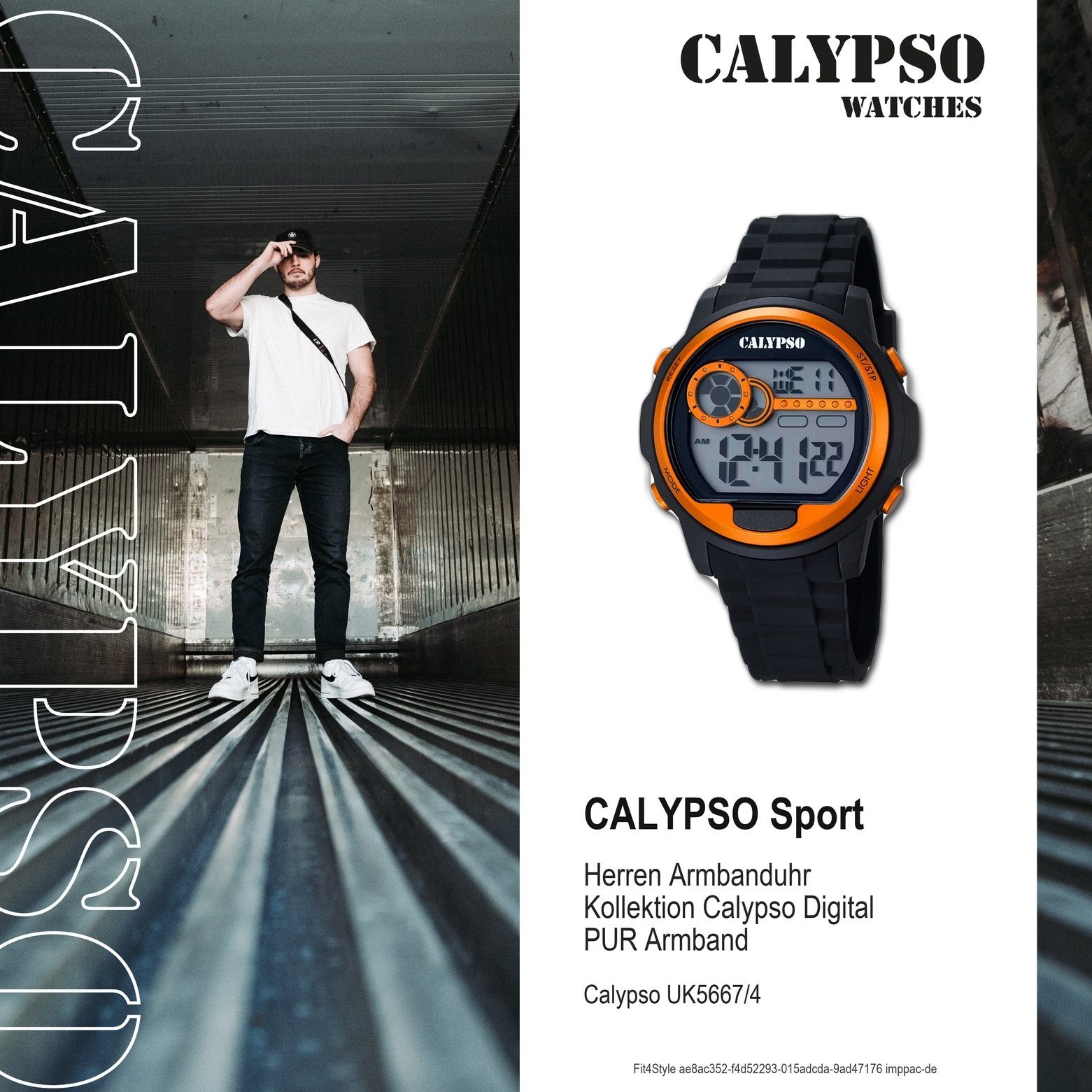 CALYPSO WATCHES Digitaluhr Calypso Herren Uhr K5667/4 Herren PURarmband rund, schwarz, Sport Kunststoffband, Armbanduhr