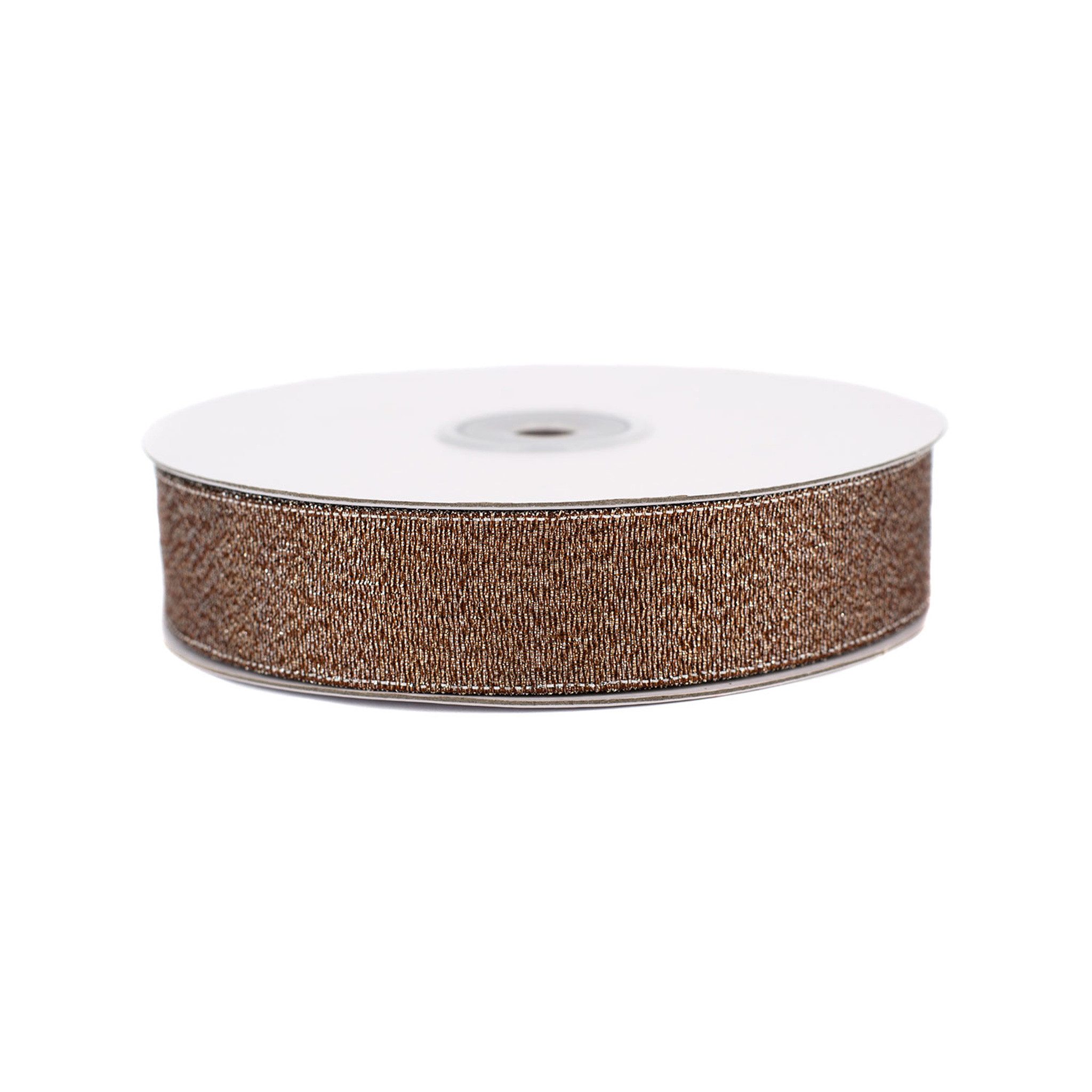 Creativery Geschenkband, Glitzerband 25mm x 32m Rolle Braun / Silber