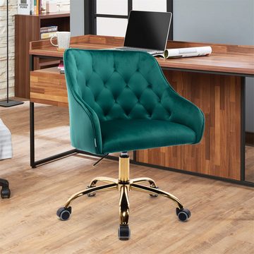 MODFU Stuhl Bürostuhl, Schminkstuhl, Stoff-Schreibtischstuhl, Samt (360° drehbar, höhenverstellbar), hübscher schicker Stuhl, goldener Bürostuhl
