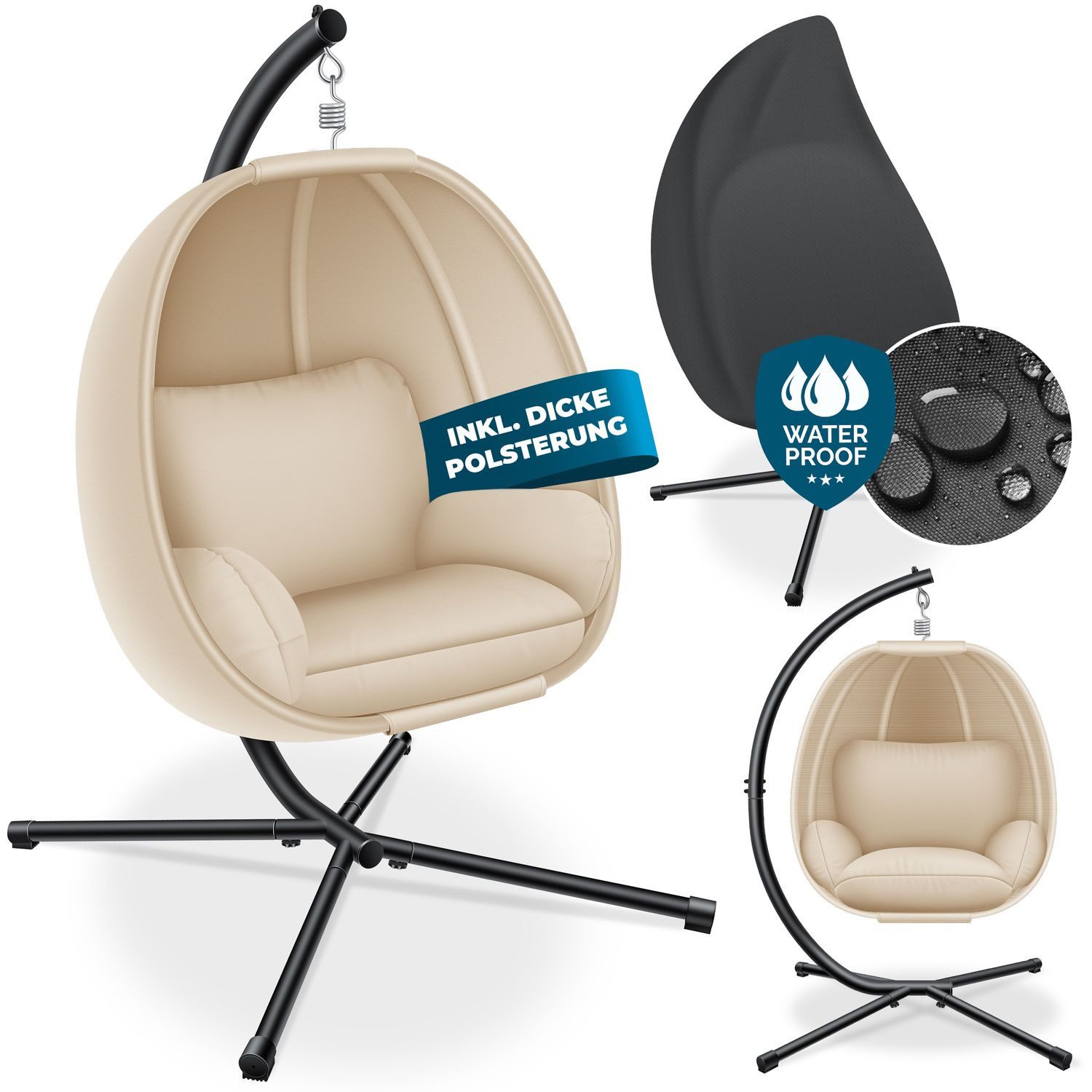 KESSER Hängesessel, Luxe Hängesessel mit Gestell weicher Sitzkissen günstig online kaufen