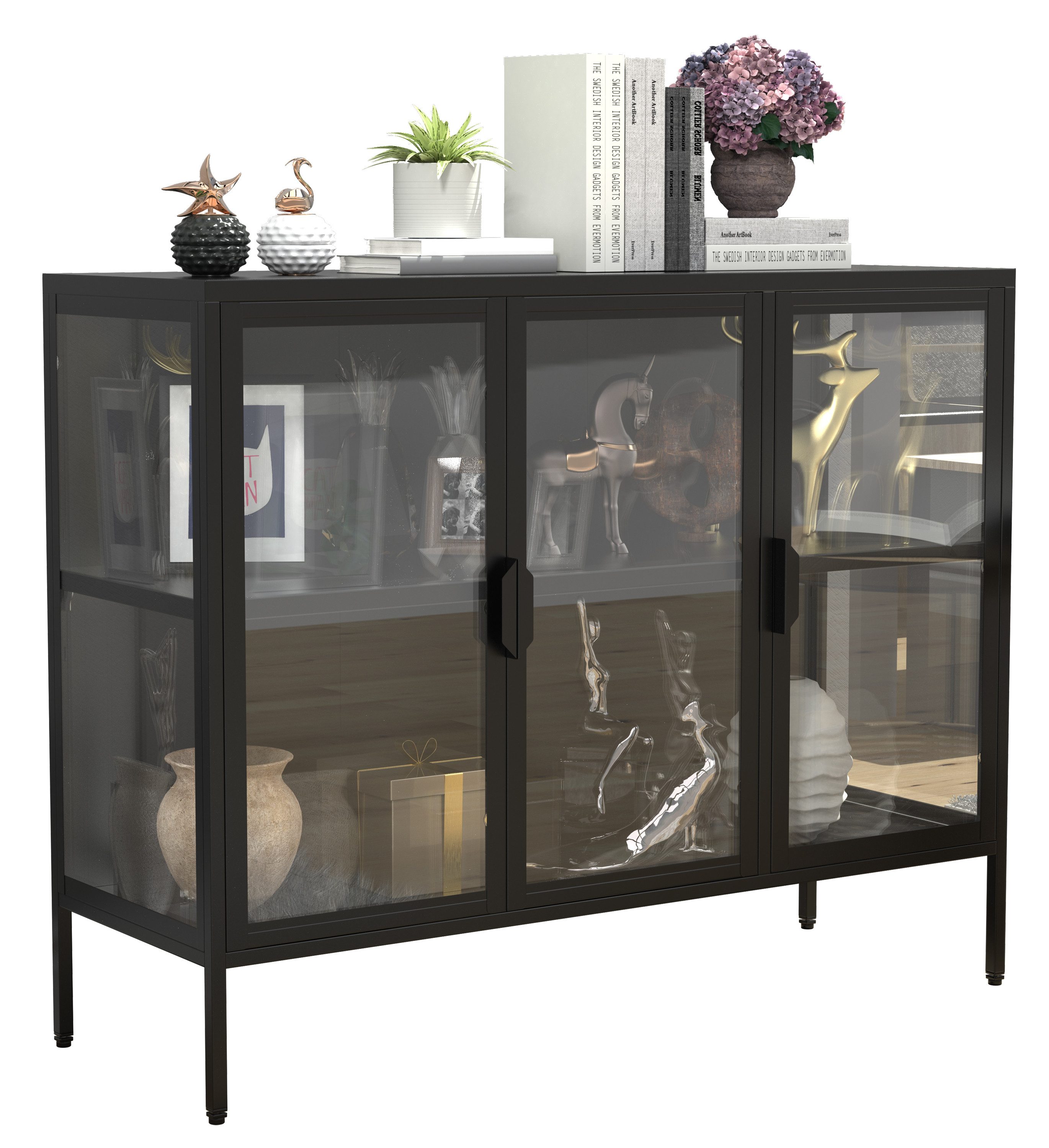 VCM Standvitrine Stahl Glas Vitrine Sideboard günstig online kaufen