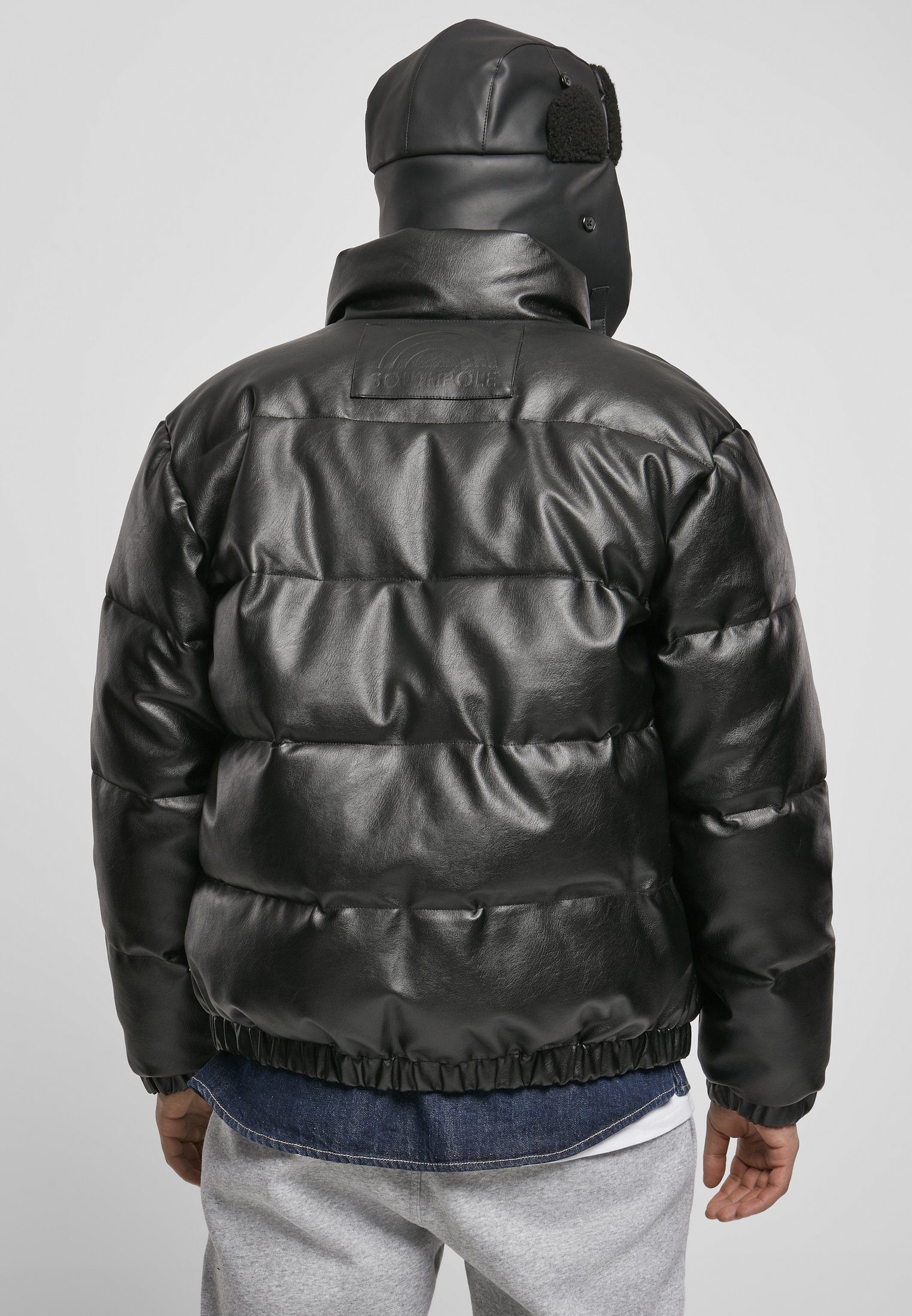 Southpole Winterjacke Herren Southpole Imitation black Leather Jacket (1-St) Bubble