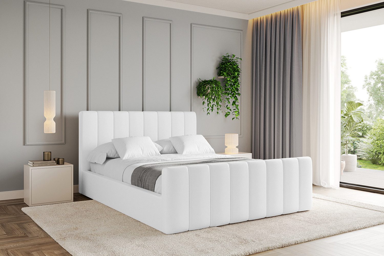 ALTDECOR Polsterbett STERA-Z (Polsterbett mit Bettkasten und Lattenrost, Boxbett ohne Matratze), Doppelbett mit Stauraum, Bett mit Kopfteil