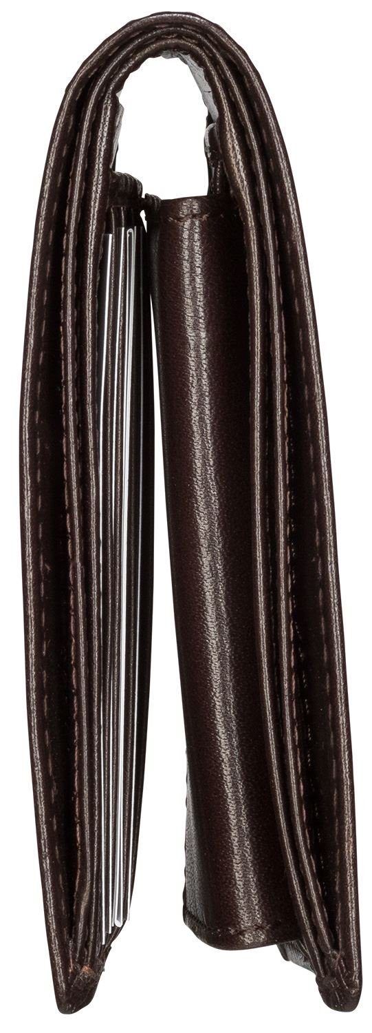 Red Baron Geldbörse Geldbeutel Leder Schwarz RB-WT-004-04, Kreditkartenfächer, Münzfach mit Druckknopf