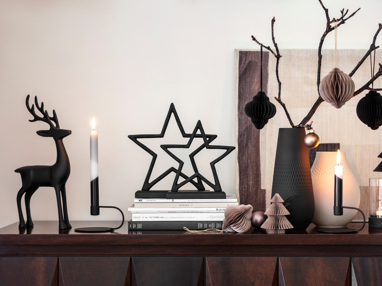 Villeroy & Boch Weihnachtsfigur Christmas Chic Hirsch schwarz 44cm – Bild 4 von 5