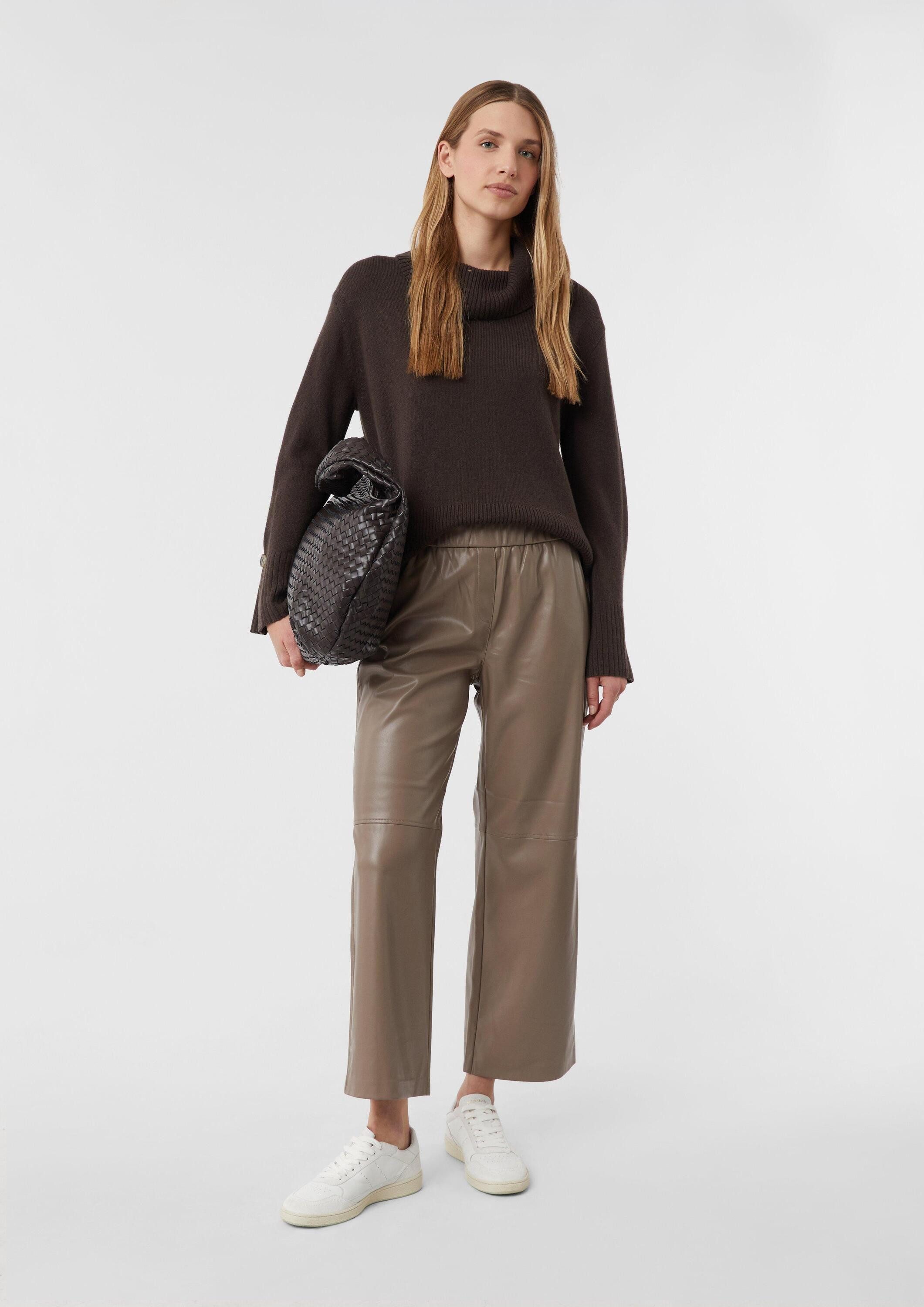 comma Culotte Hose Verkürzte Hose in Leder-Optik