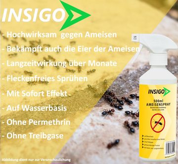 INSIGO Ameisengift Ameisen Spray gegen Ameisen, Larven & Eier, 2.5 l, Kombi-Set, 1-St., 1x2 Liter + 500ml, auf Wasserbasis, geruchsarm, brennt / ätzt nicht, mit Langzeitwirkung