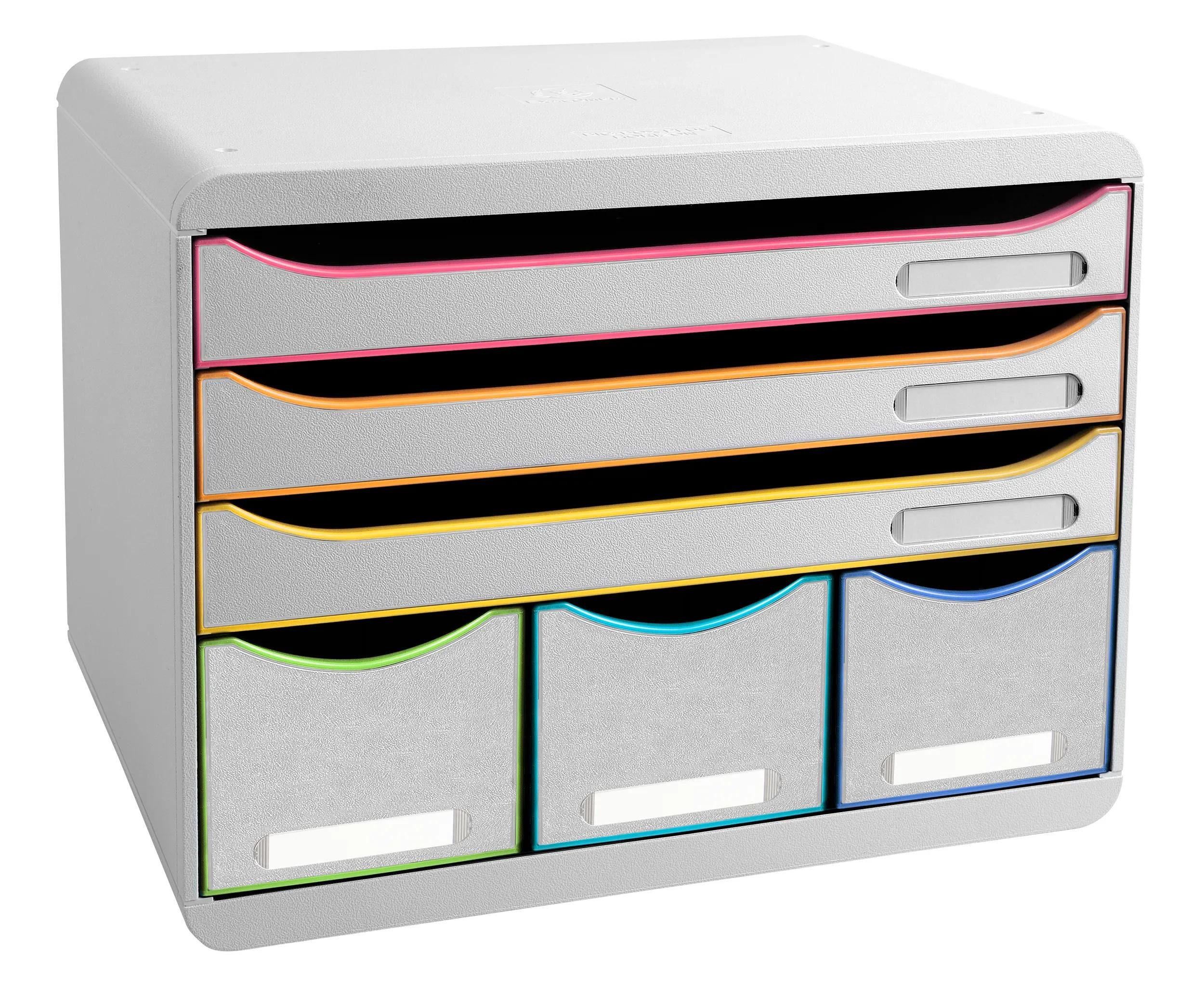 EXACOMPTA Schubladenbox Schubladenbox STOREBOX 6 offene Schubladen Weiss/Harlekin 306913D, Boxen stappelbar