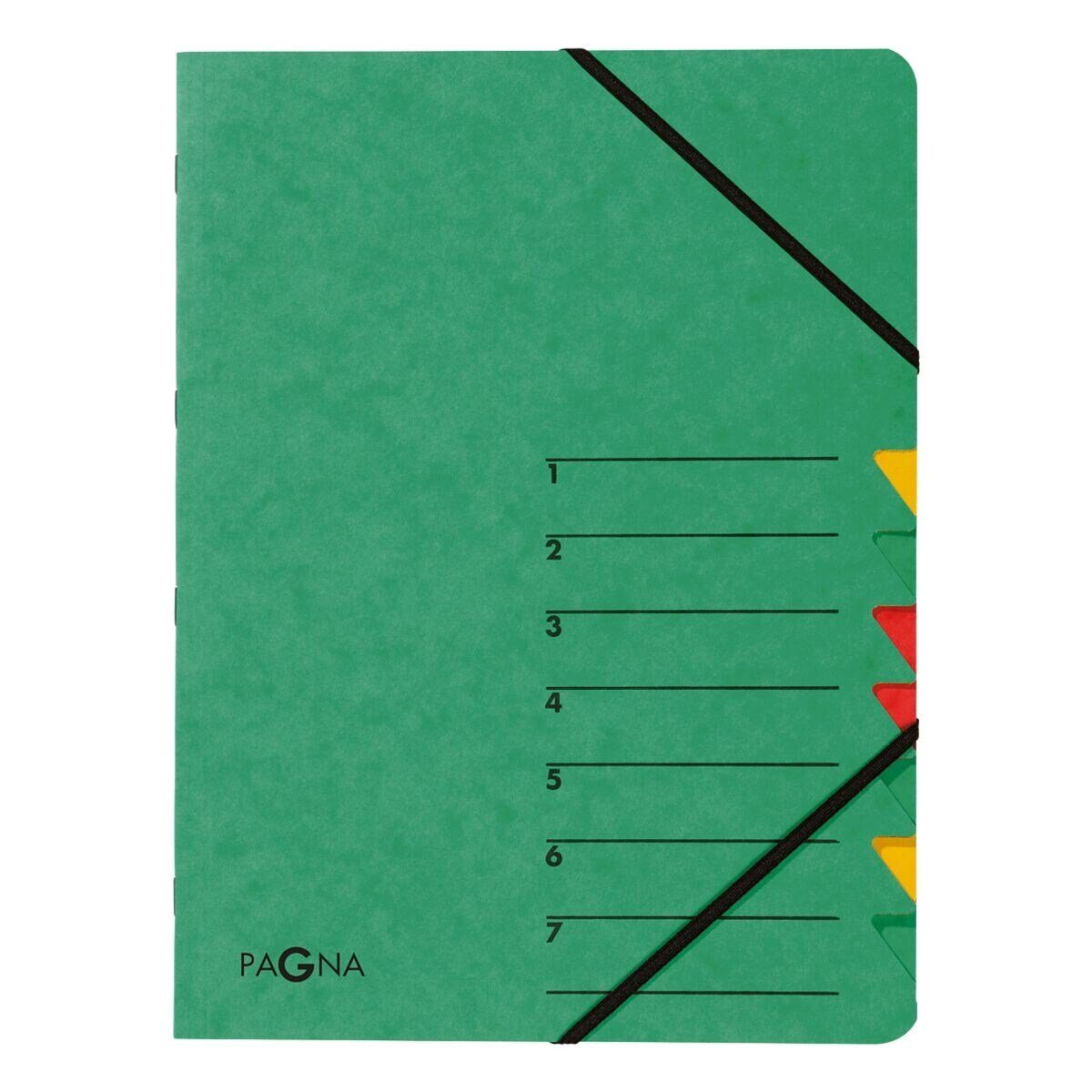 PAGNA Organisationsmappe Standard, Ordnungsmappe mit 7 Fächern, A4 grün