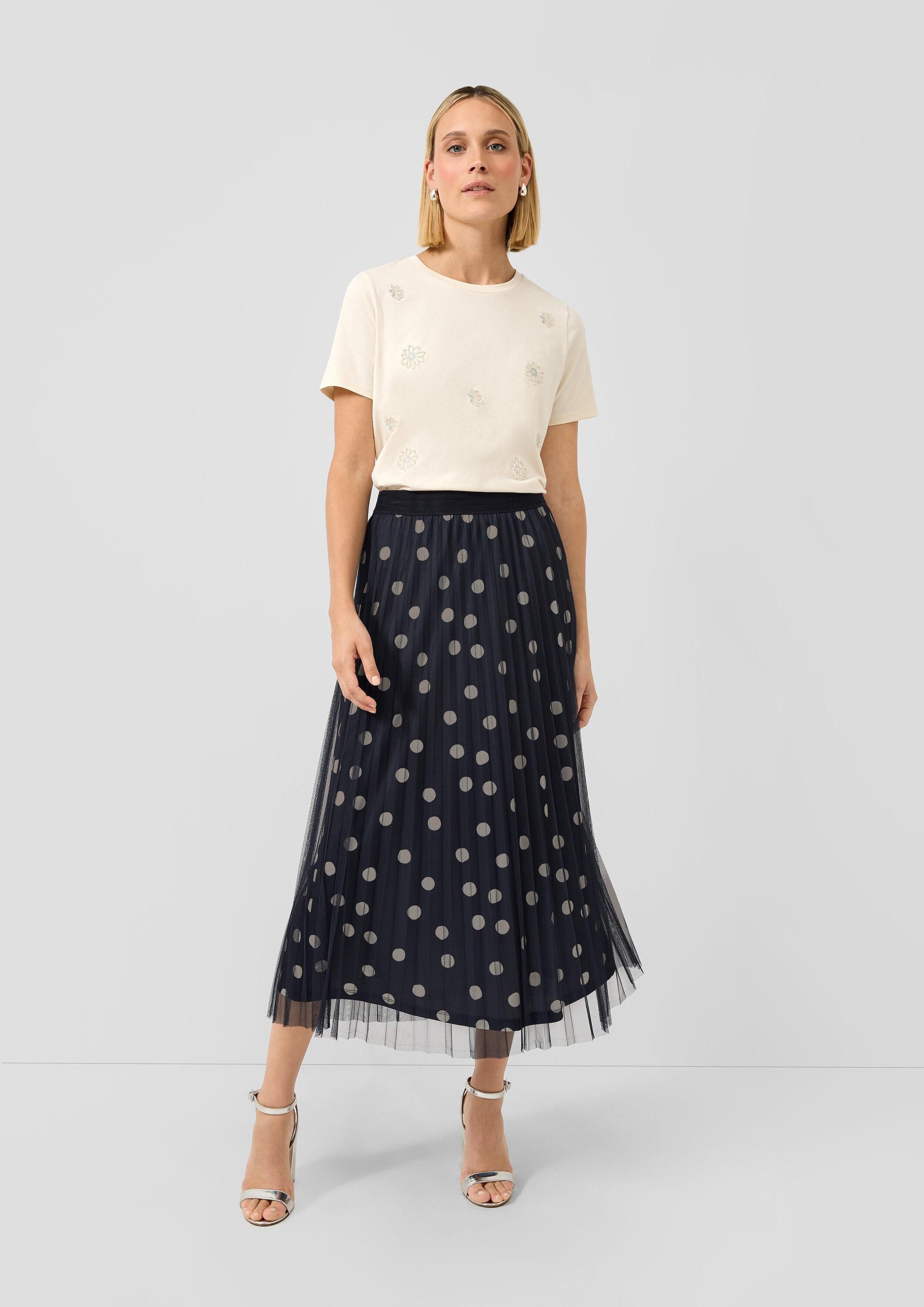 s.Oliver Midirock Rock Plissierter Midirock mit Polka Dots und Jerseyfutter