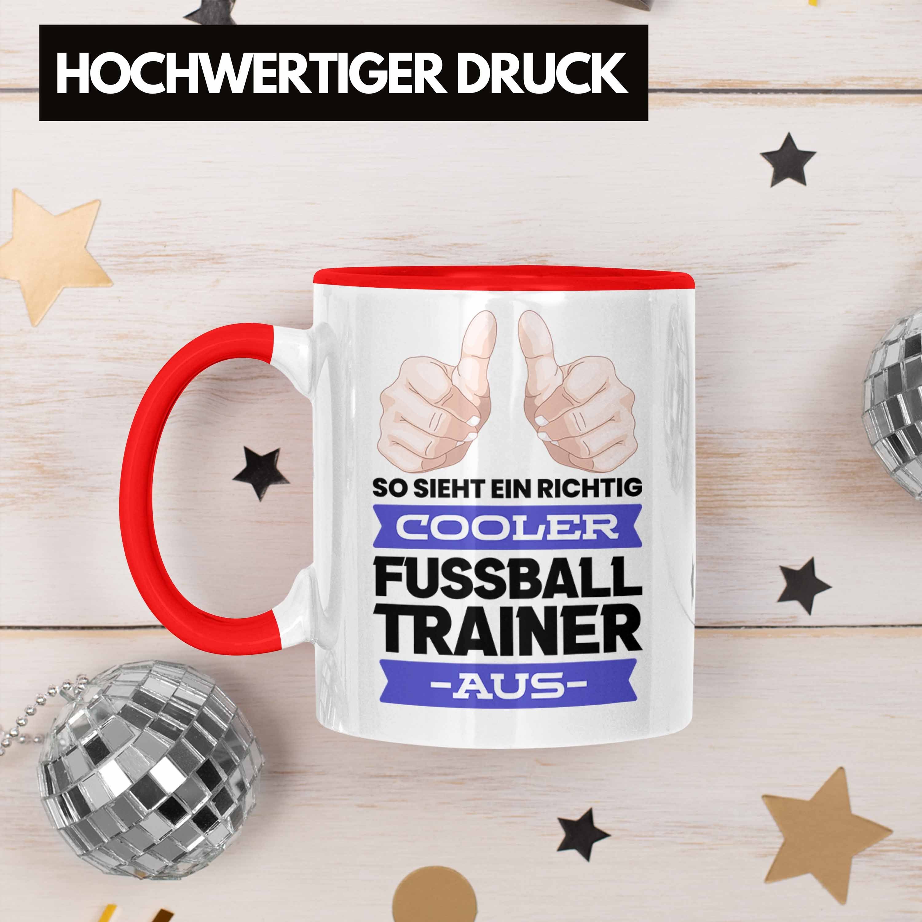 Trendation Tasse Tasse Rot Spruch - Danke Weihnachten Trendation Fußball Geschenkidee Fussballtrainer Geschenk Geburtstag Bester Coach