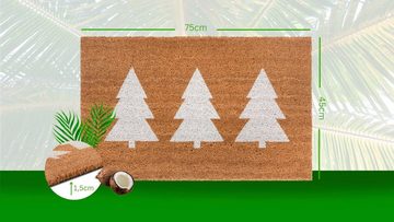 Fußmatte Mix Mats Kokos Pine Trees, HANSE Home, rechteckig, Höhe: 15 mm, Weihnachten, Schmutzfangmatte, Outdoor, Rutschfest, Innen, Kokosmatte