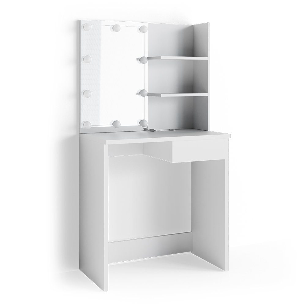 Vicco Schminktisch Dekos, Weiß, 75 cm mit LED Beleuchtung