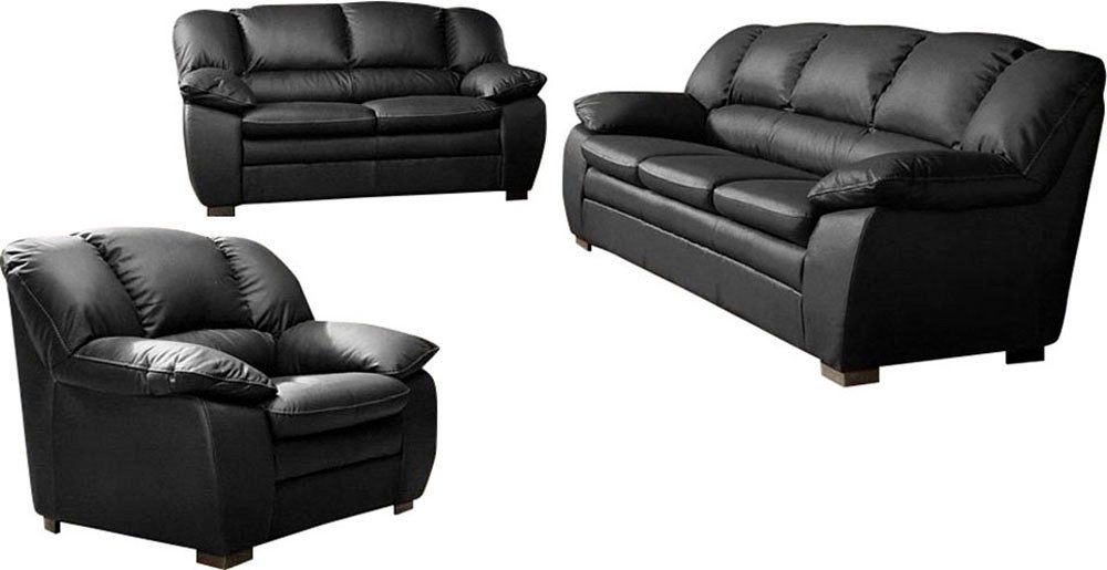 COTTA Polstergarnitur Casino, 3tlg. Set, Sofa Wohnzimmer Garnitur, Wellenunterfederung, (Set, 3-tlg), Sessel, 2-Sitzer, 2,5-Sitzer, hohe Rückenlehne