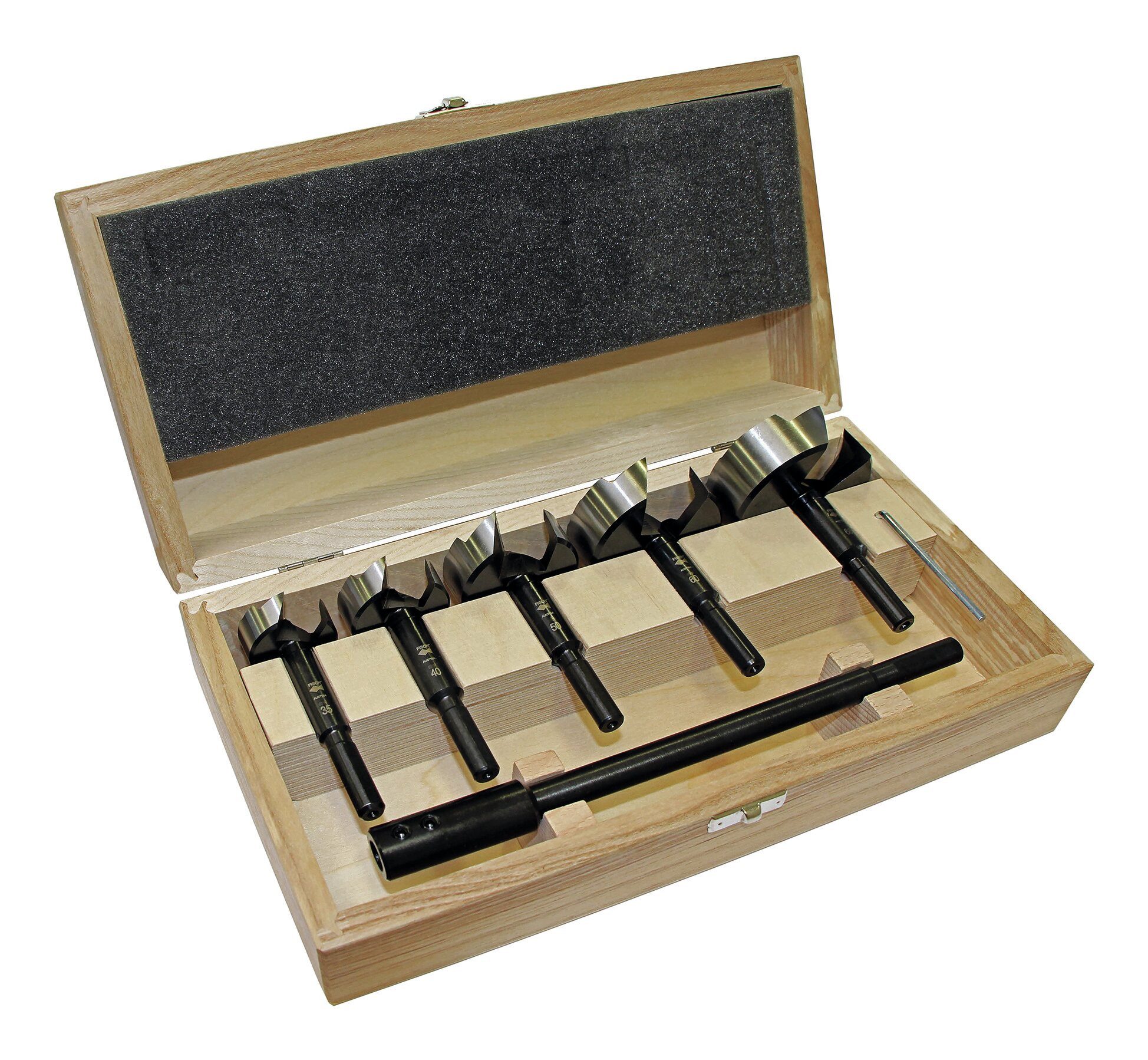 Fisch Holzbohrer, (6-tlg), Forstnerbohrer-Satz Black Shark Pro 35, 40, 50, 60,68 mm und VL