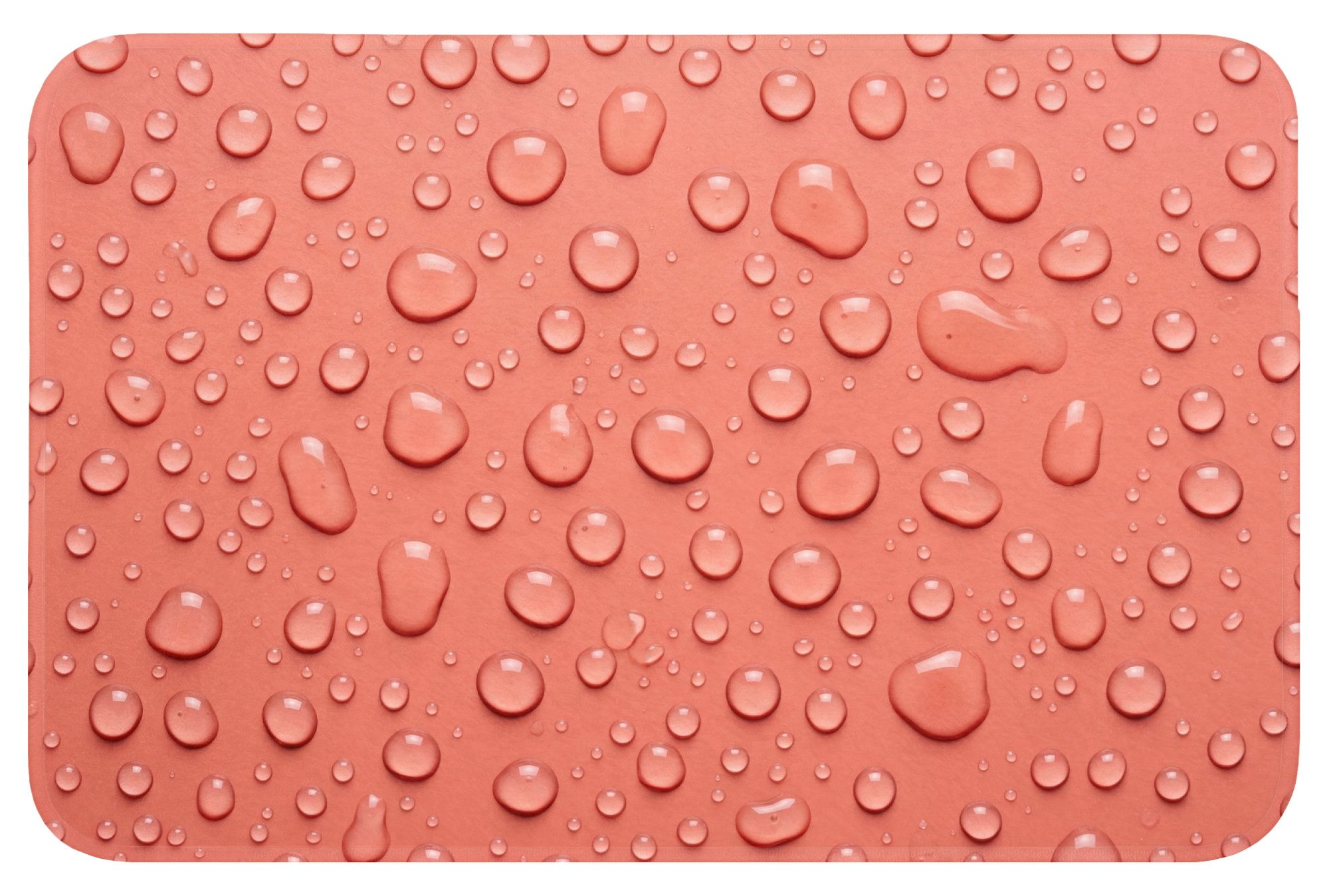 OnlyWow Badematte Wasser - Tropfen - Rosa, Höhe 10 mm, Polyester, Rechteckig, Badezimmerteppich, Badteppich, Rutschfest, Badvorleger, Waschbar
