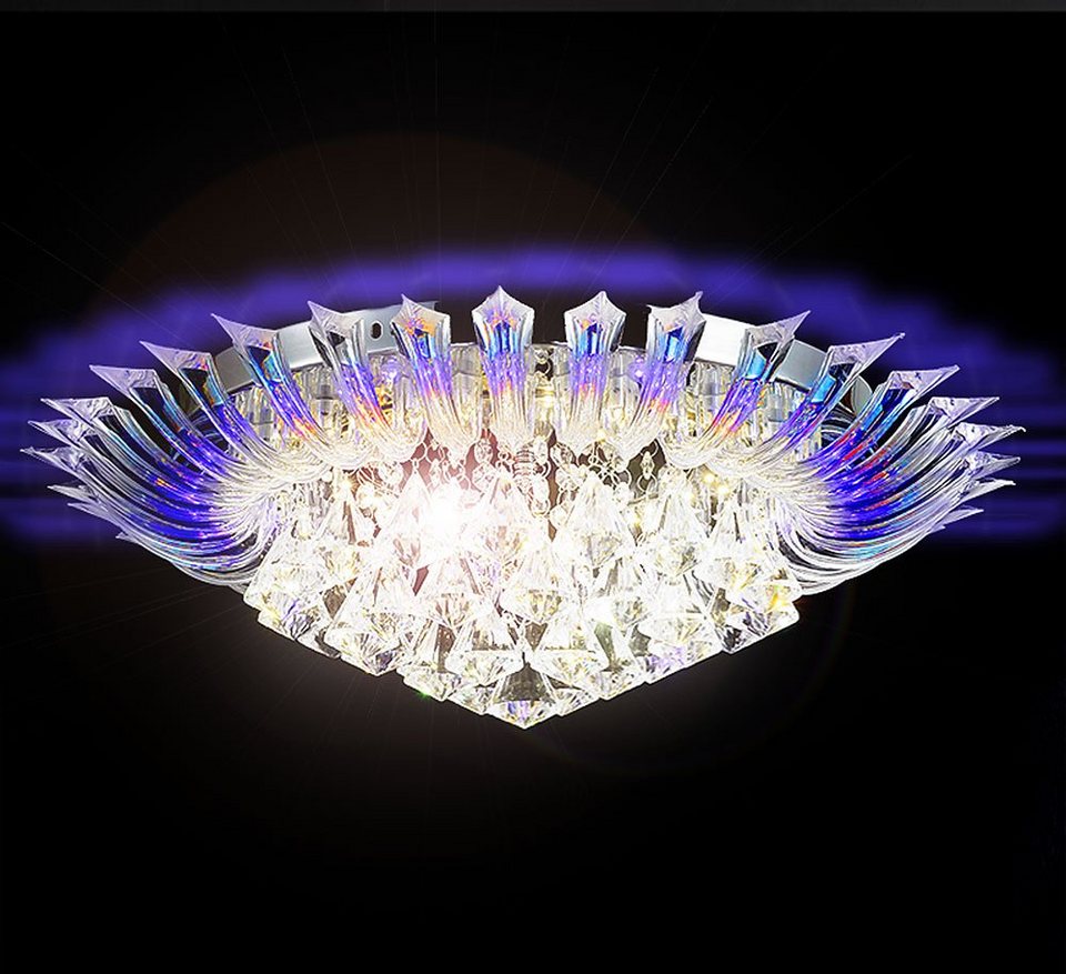 lewima led deckenleuchte kristall xl Ø60cm rgb farbwechsel deckenlampe mit  fernbedienung, led wechselbar lichtfarbe und stärke beliebig, 6xg9