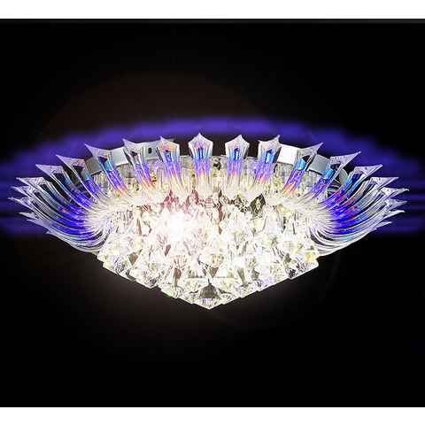 Lewima LED Deckenleuchte Kristall XL Ø60cm RGB Farbwechsel Deckenlampe mit Fernbedienung, LED wechselbar Lichtfarbe und Stärke beliebig, 6xG9 Starterkit in Warmweiß, Ideal für Wohnzimmer oder Schlafzimmer, glitzernd funkelde Lampe Andromeda