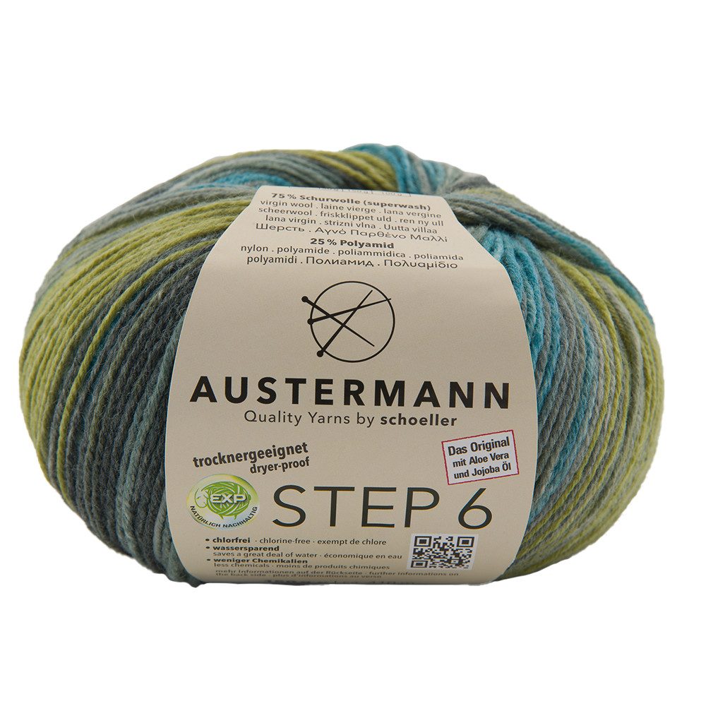 Austermann Step 6-fach Color Kuchenknäuel Häkelwolle, 410 m, wundrschöner Farbverlauf