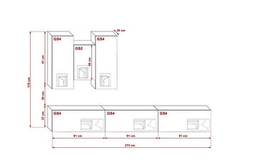 ROYAL24_MARKT Wohnwand - Moderne Wohnzimmer Wohnwand in Premium Qualität, (Komplett Set, 6-St., Eleganz EX20), Elegantes Design - Beleuchtung - Qualität und Innovation