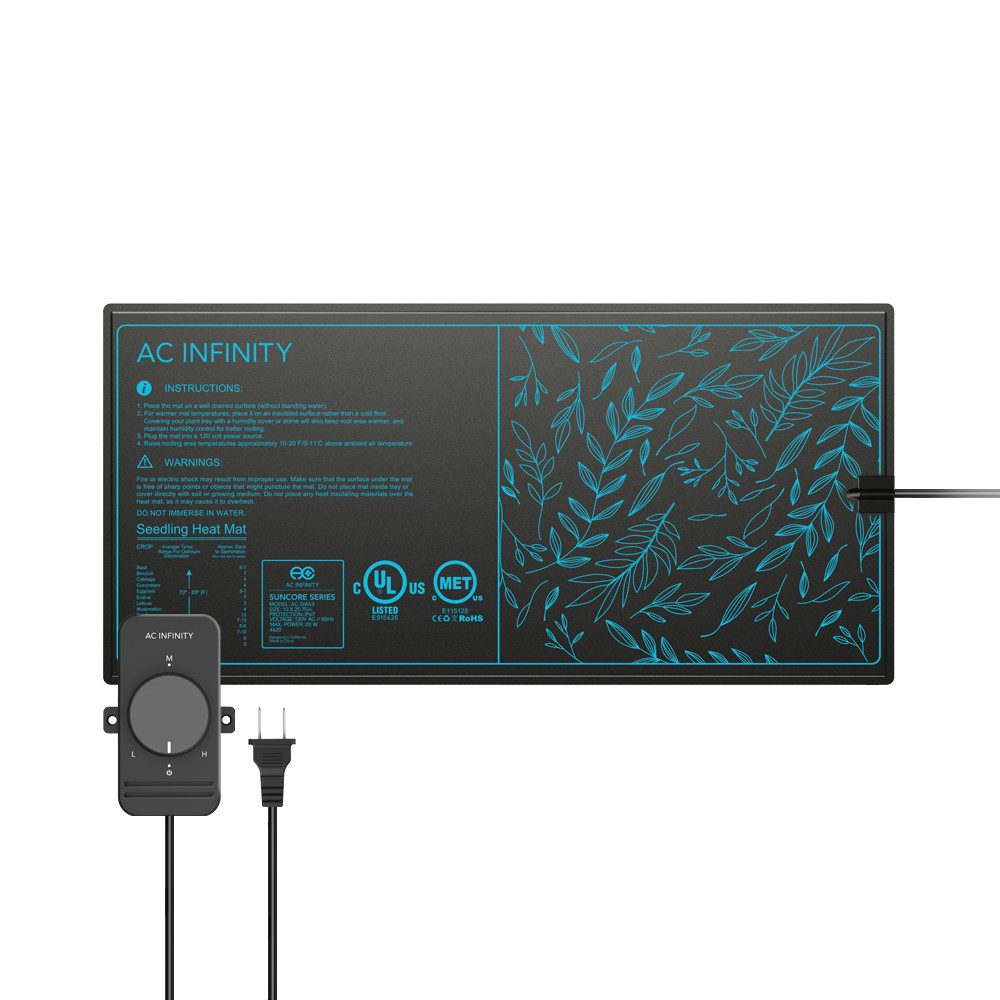 AC INFINITY Heizmatten AC Infinity Heizmatte SUNCORE S3 25,4 x 52,7 cm, 2-tlg., Bis zu 11 °C zusätzliche Wurzelwärme