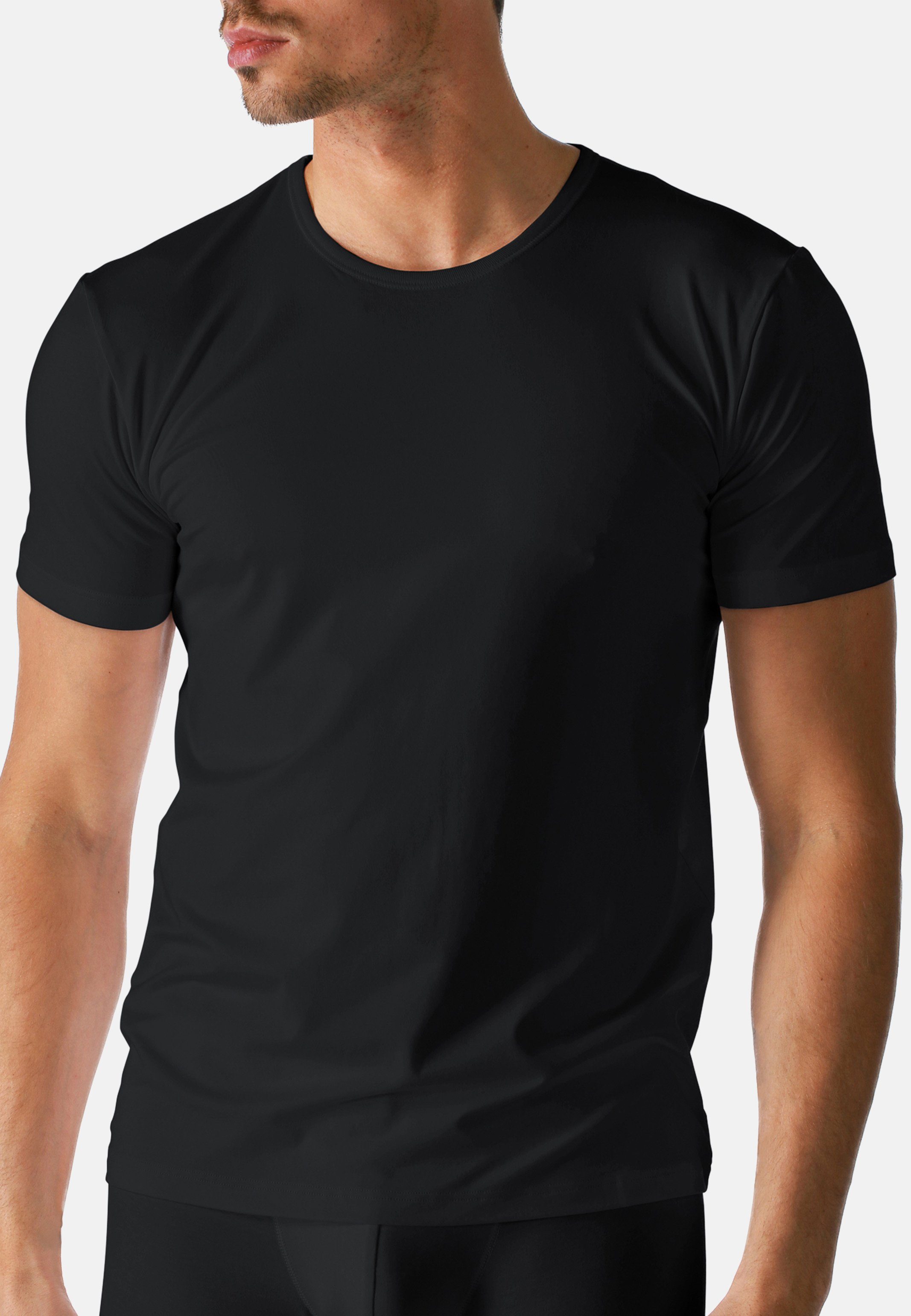 - 2-St) Kurzarm (Spar-Set, Schwarz - Pack Baumwolle Shirt / Cotton Mey Unterhemd Unterhemd 2er Dry
