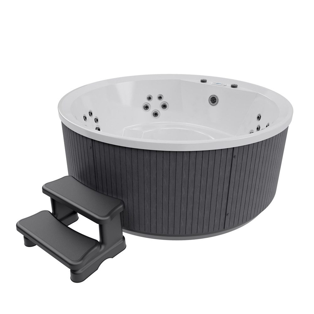 HOME DELUXE Whirlpool SUNSHINE - 200 cm, Aufstellbecken, (mit Treppe und Thermoabdeckung), UV-Desinfektion, schnelles Aufheizen, Unterwasser-LED-Beleuchtung