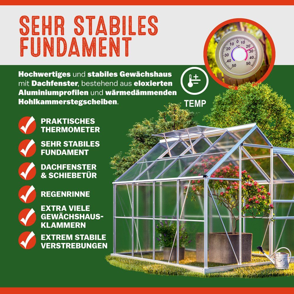 Gardebruk Gewächshaus, Aluminium 4,75m² mit Fundament günstig online kaufen