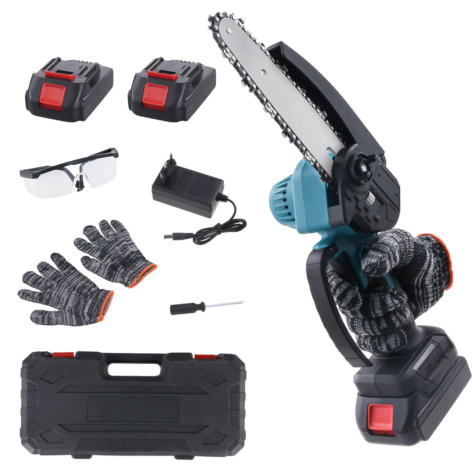 PODOFO Elektro-Kettensäge 12/6" Akku-Kettensäge bürstenlos Power Tools 21V