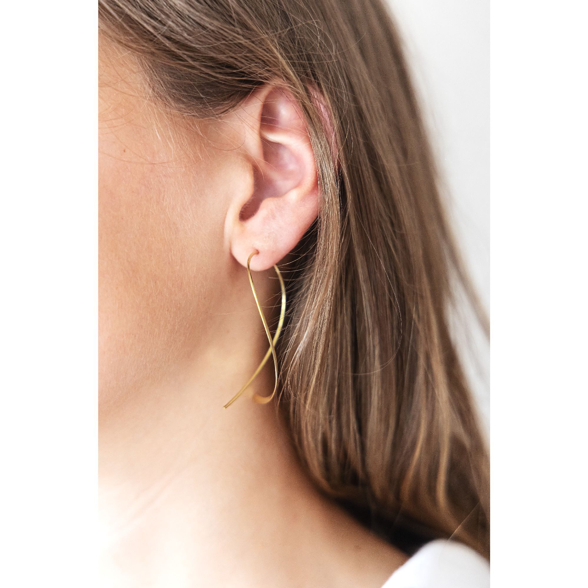 CELESTA Paar Ohrhänger Silber 925 vergoldet 70mm lang matt glanz