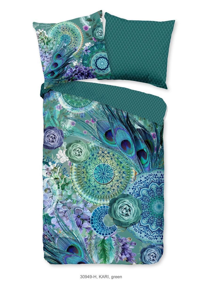 hip Bettwäsche Mako Satin Bettwäsche 135 X 200 cm + 1- 80 X 80 cm Kari grün günstig online kaufen