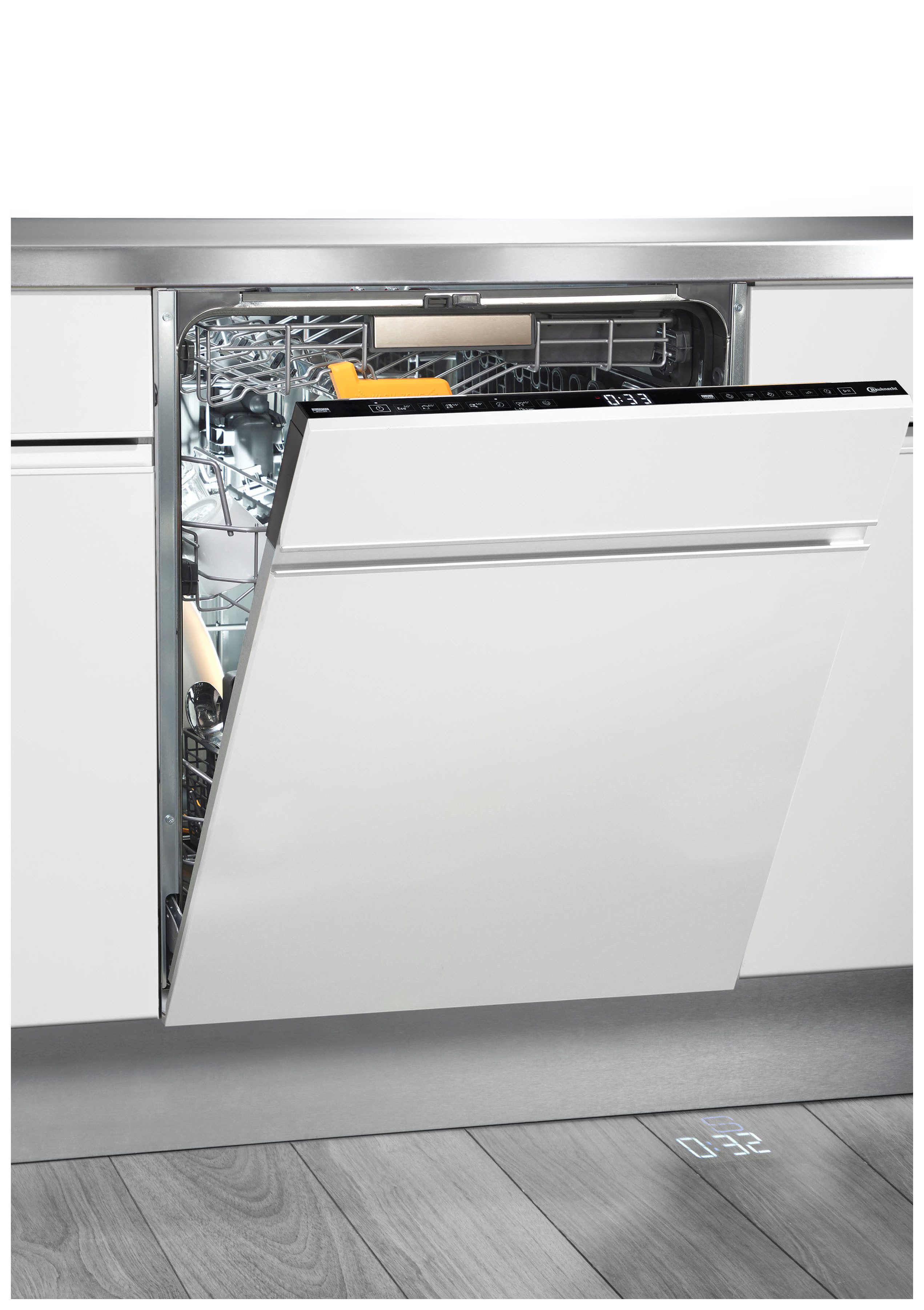 BAUKNECHT vollintegrierbarer Geschirrspüler B8I HF58 TUC, 14 Maßgedecke, SpaceClean – die 3. Schublade für hohe Gläser und Müslischalen