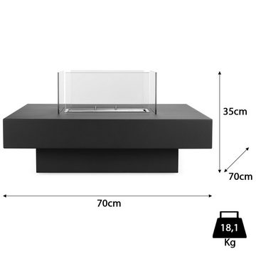 Moritz Echtfeuer-Dekokamin Standkamin 35 x 70 x 70 cm, Bio-Ethanol Standkamin Ethanolbrenner Glasfeuer Terrassenfeuer