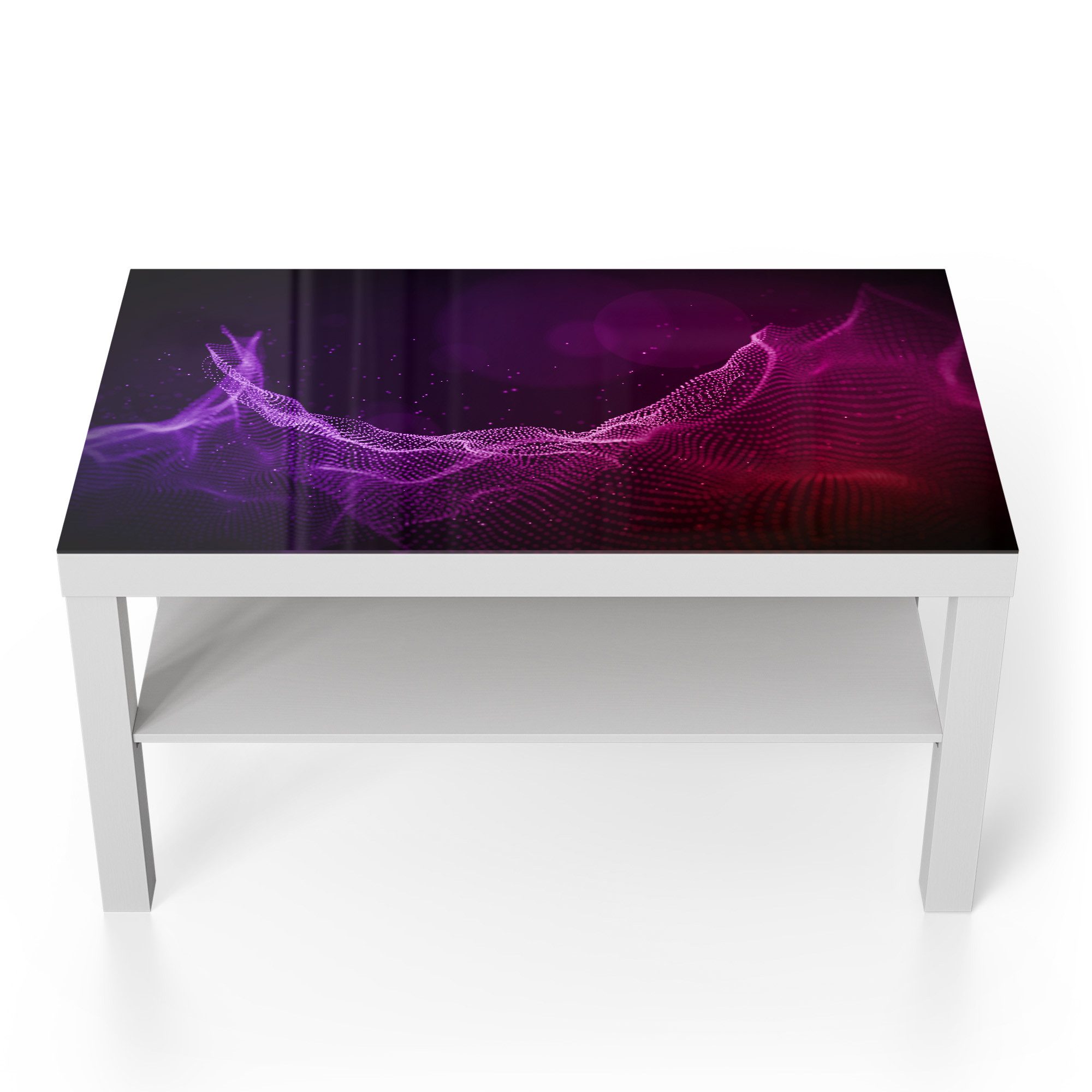 DEQORI Couchtisch 'Abstrakte violette Welle', Glas Beistelltisch Glastisch modern